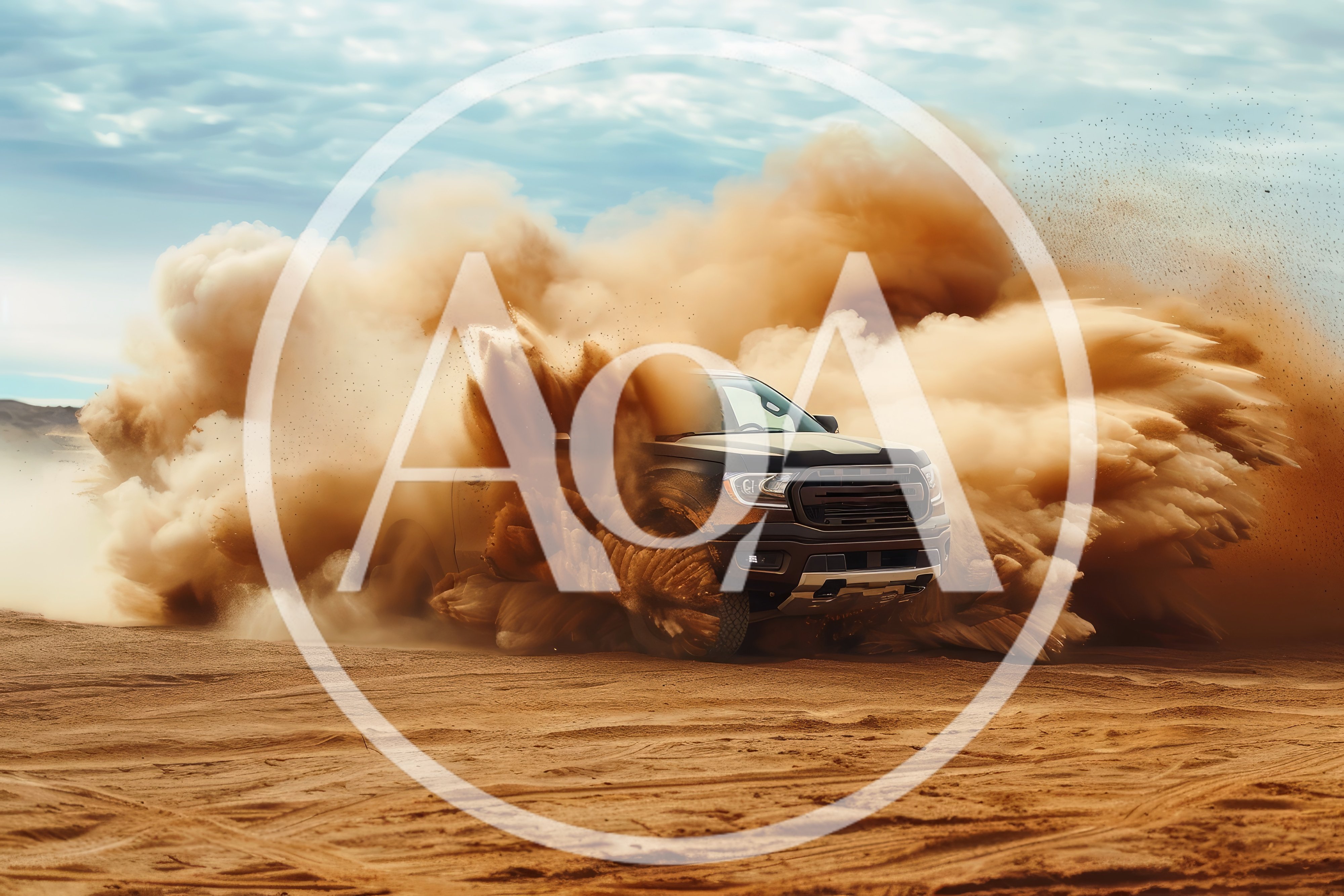 Black Pickup Truck Drifting Through Desert Sand