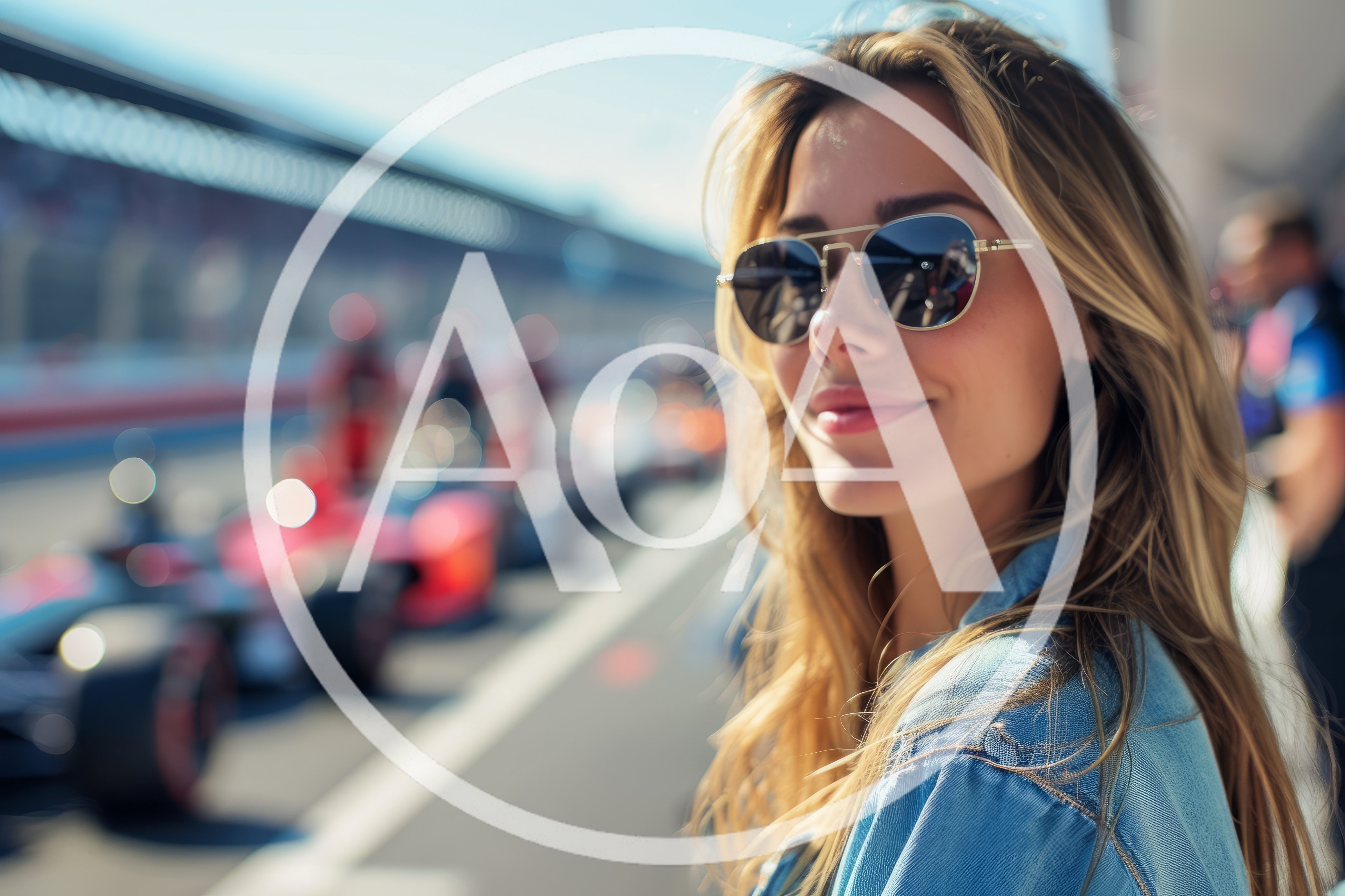 Young Woman Wearing Sunglasses At A Formula One Race