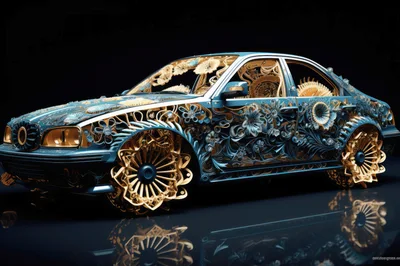 Ornate Luxury Sedan With Intricate Floral Gold Detailing