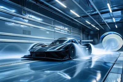 Carbon Fiber Hypercar Testing In Wind Tunnel