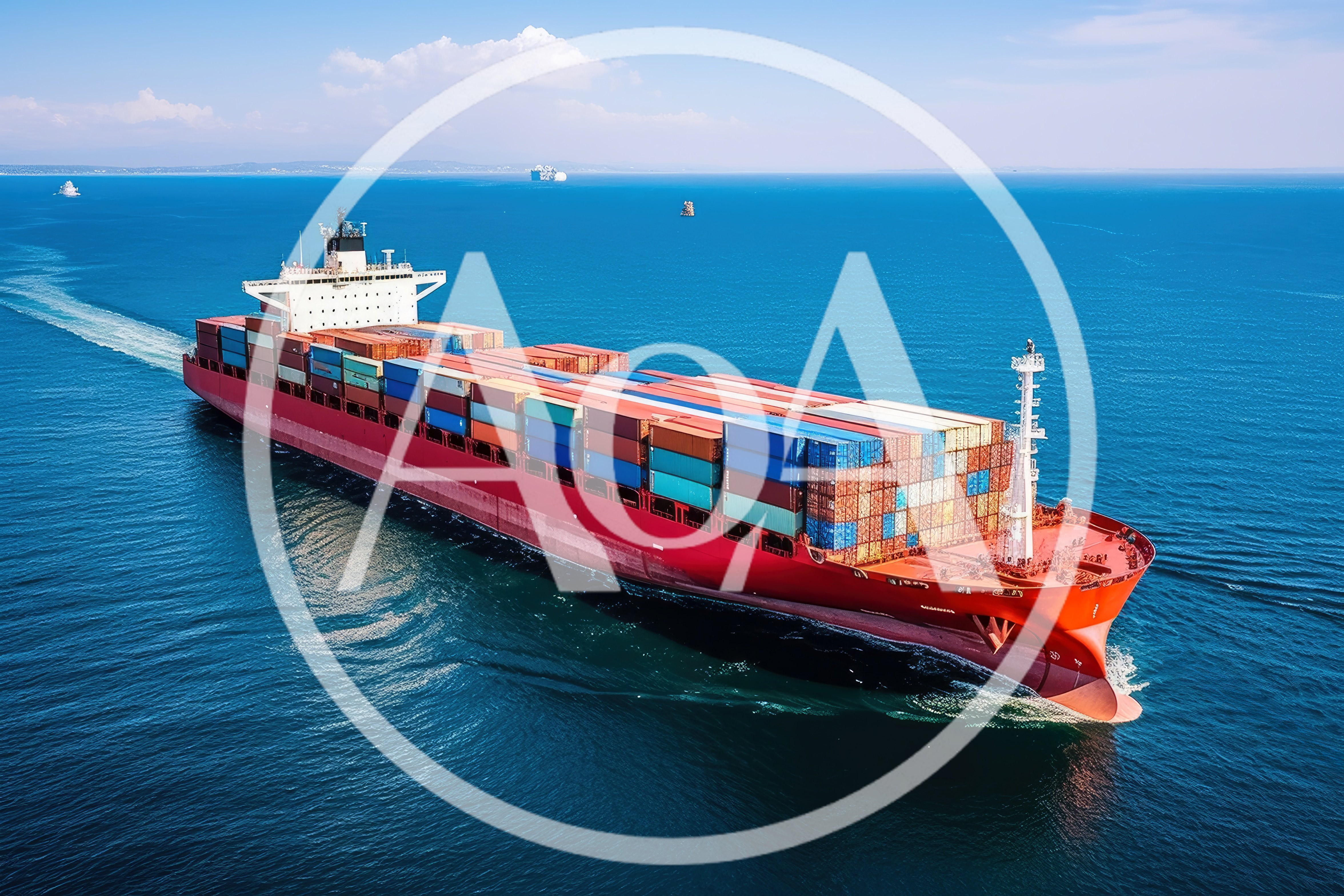 Large Container Ship Sailing Across Open Ocean