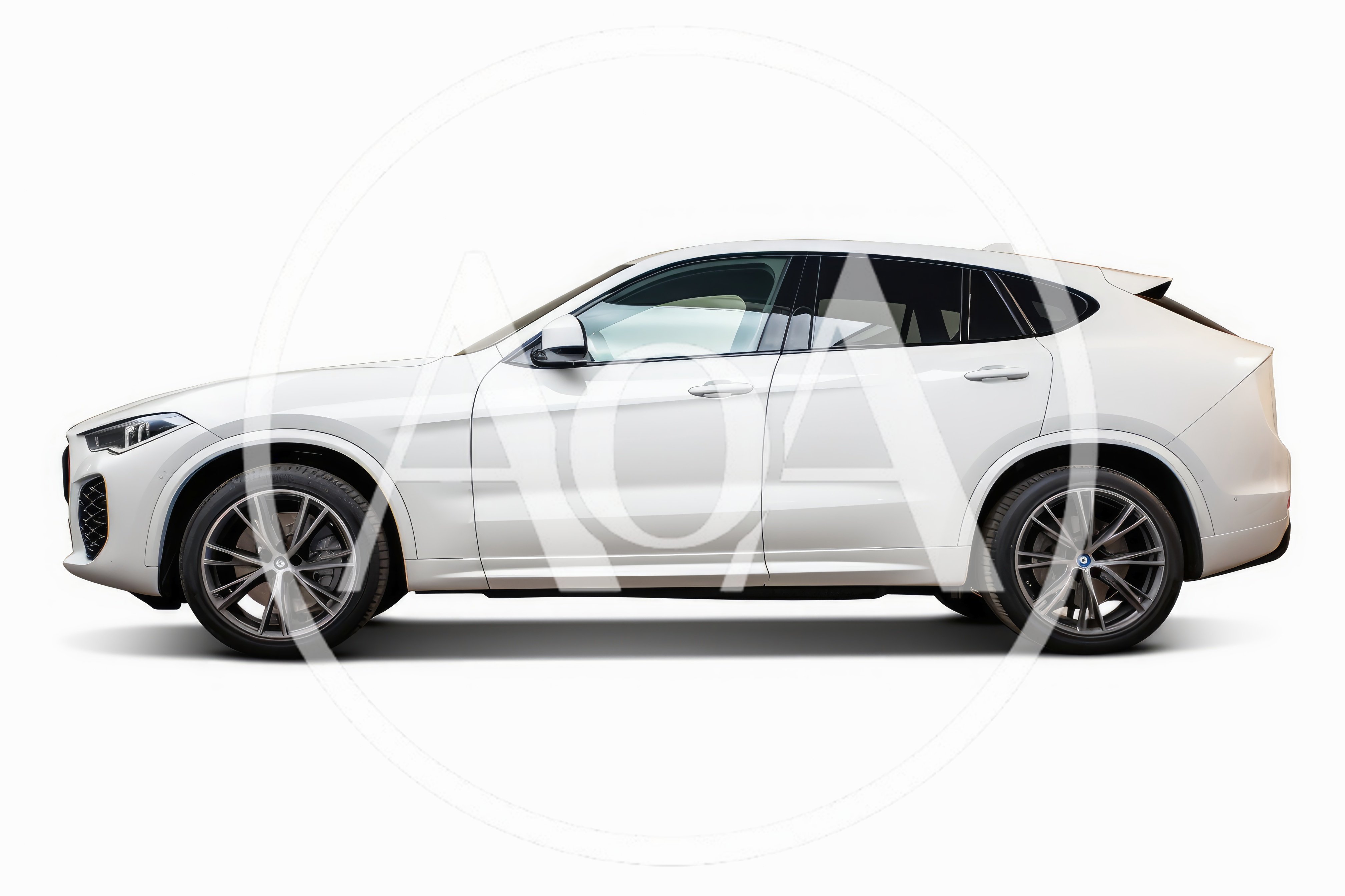 White Luxury SUV Side Profile Isolated on White