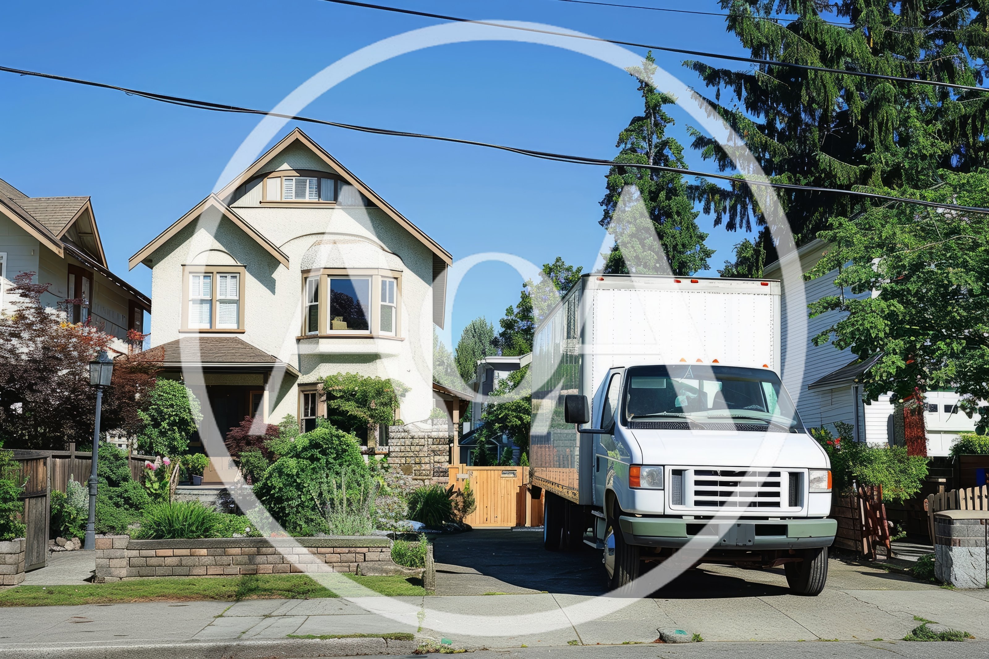 Moving Truck Parked In Residential Driveway