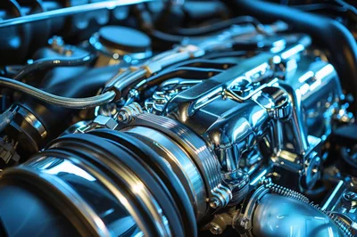 Close Up Of A High Performance Car Engine