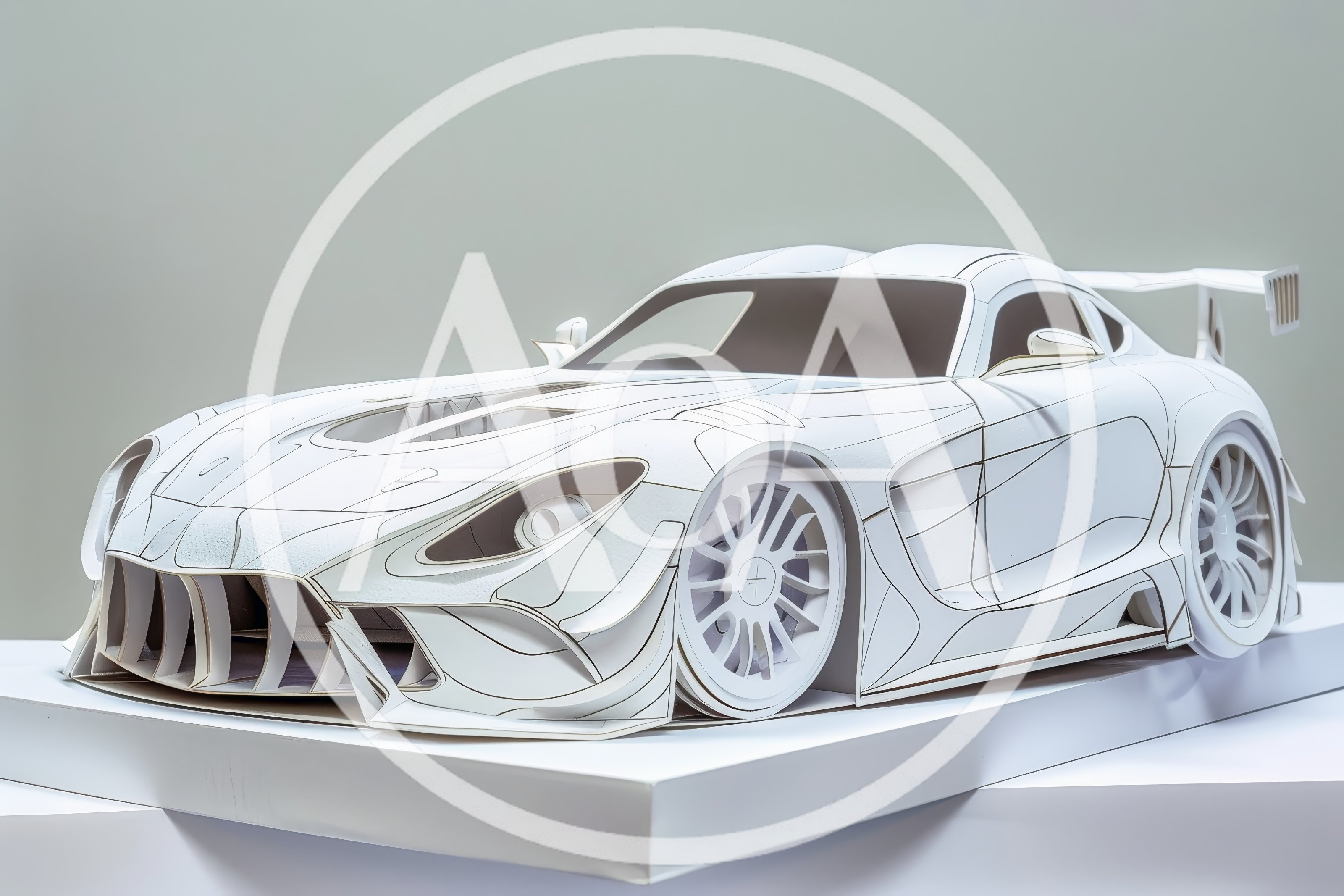 White Paper Model Of A Sports Car