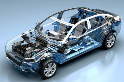Transparent Car Chassis With Visible Internal Components