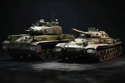 Two Military Tanks Parked Side By Side