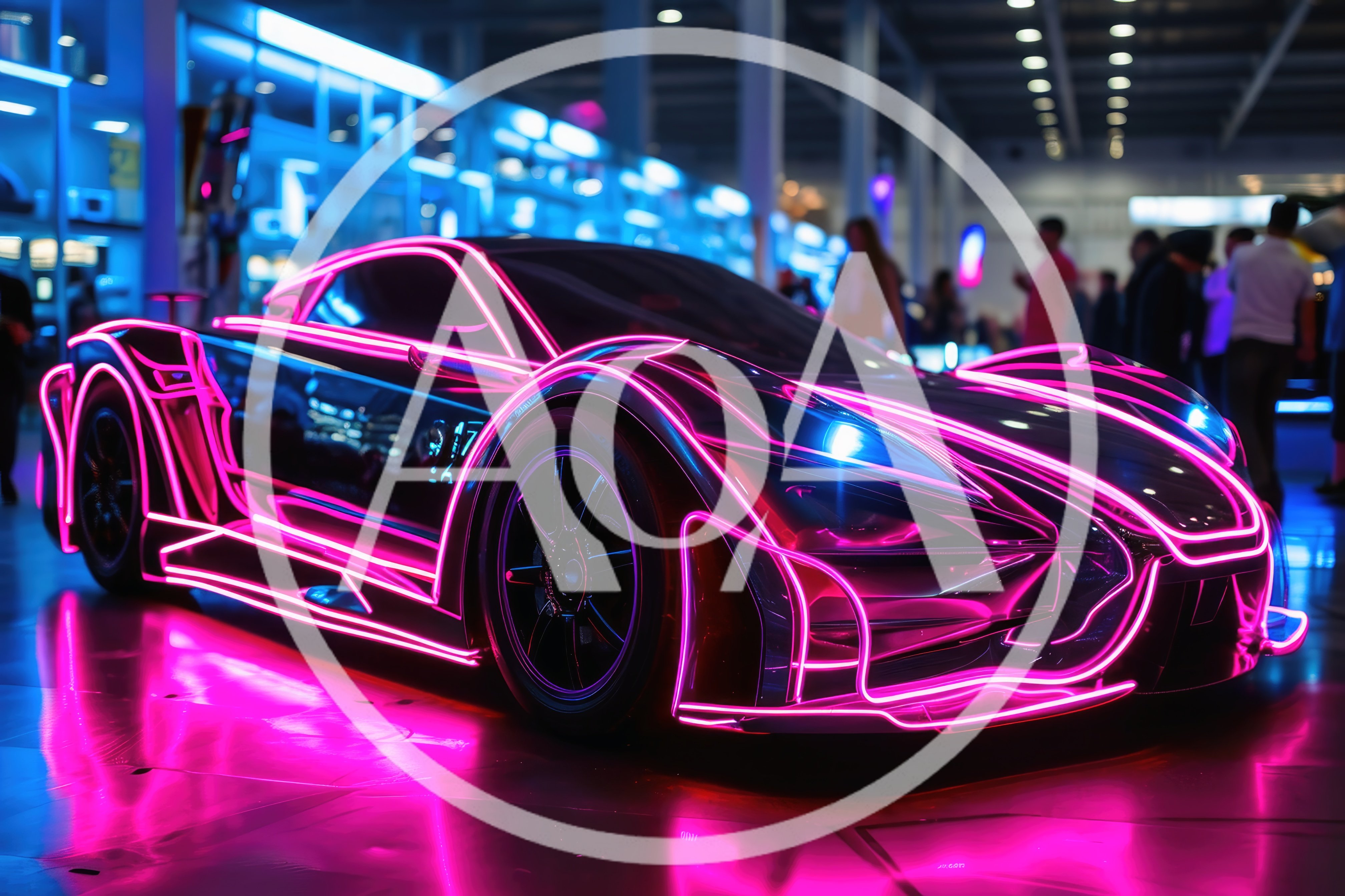 Futuristic Sports Car With Neon Pink Lighting