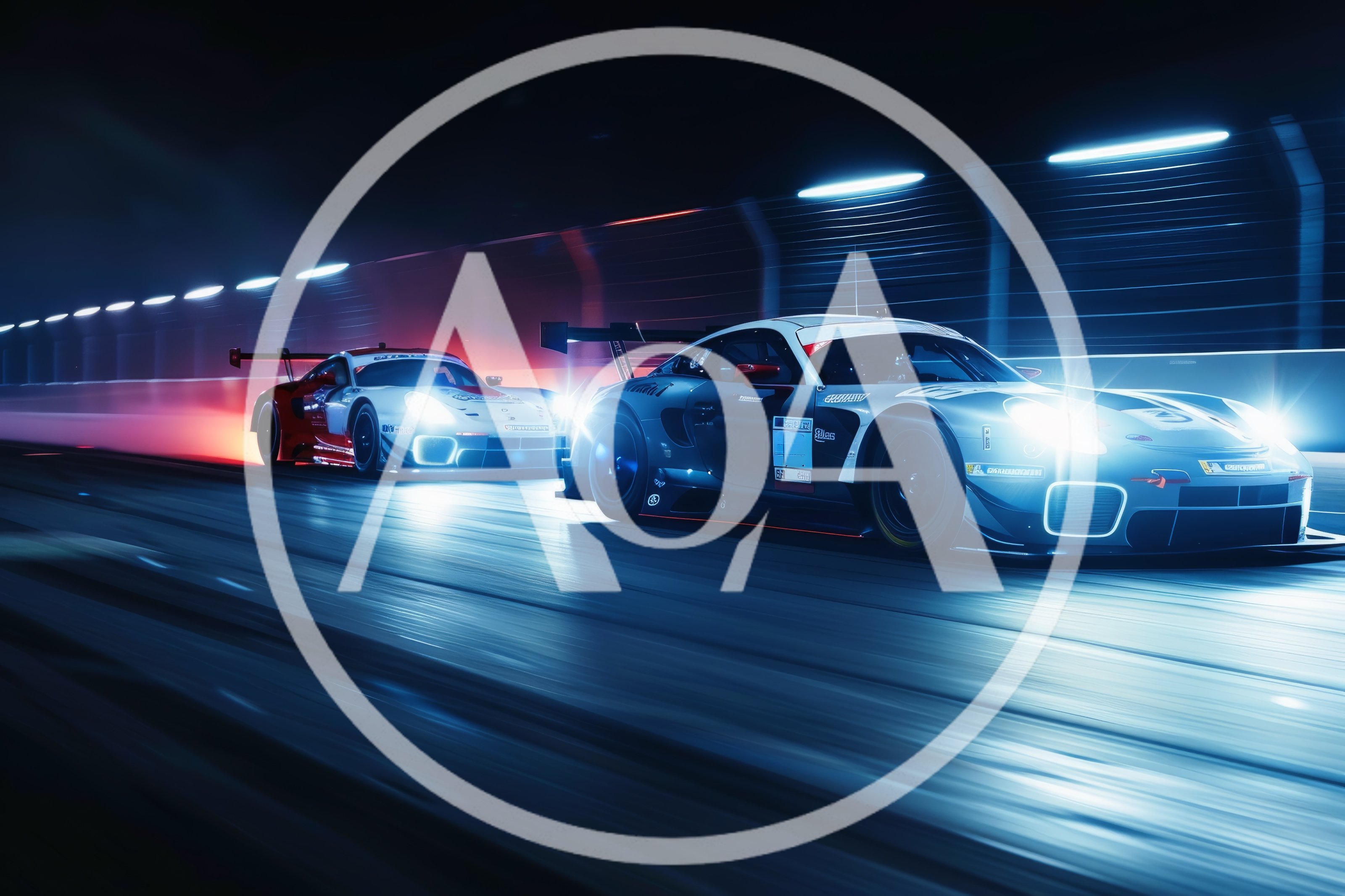 Two Racing Cars Speeding On A Night Track