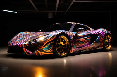 McLaren P1 With Vibrant Abstract Custom Paint Job