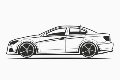 Black And White Vector Illustration Of A Sedan Car