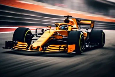 Yellow Formula One Race Car Speeding On Track