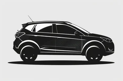 Black Silhouette Of A Modern Crossover SUV