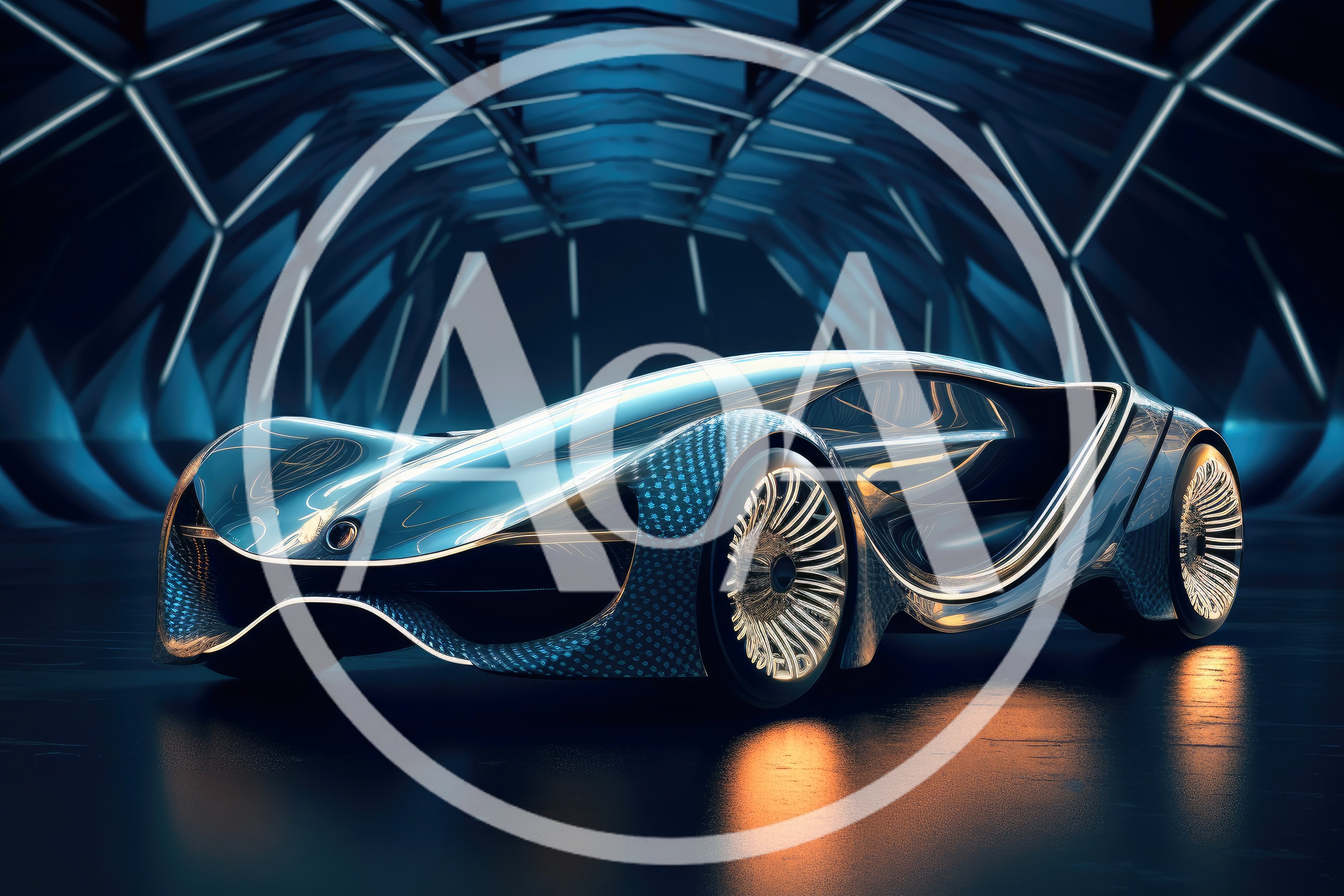 Futuristic Concept Car In A Modern Tunnel