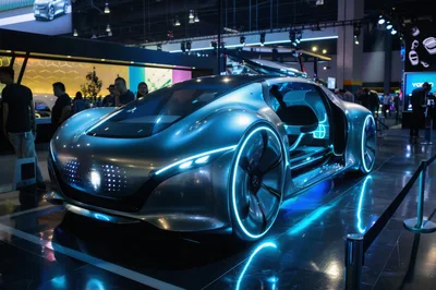 Futuristic Mercedes Benz Concept Car On Display