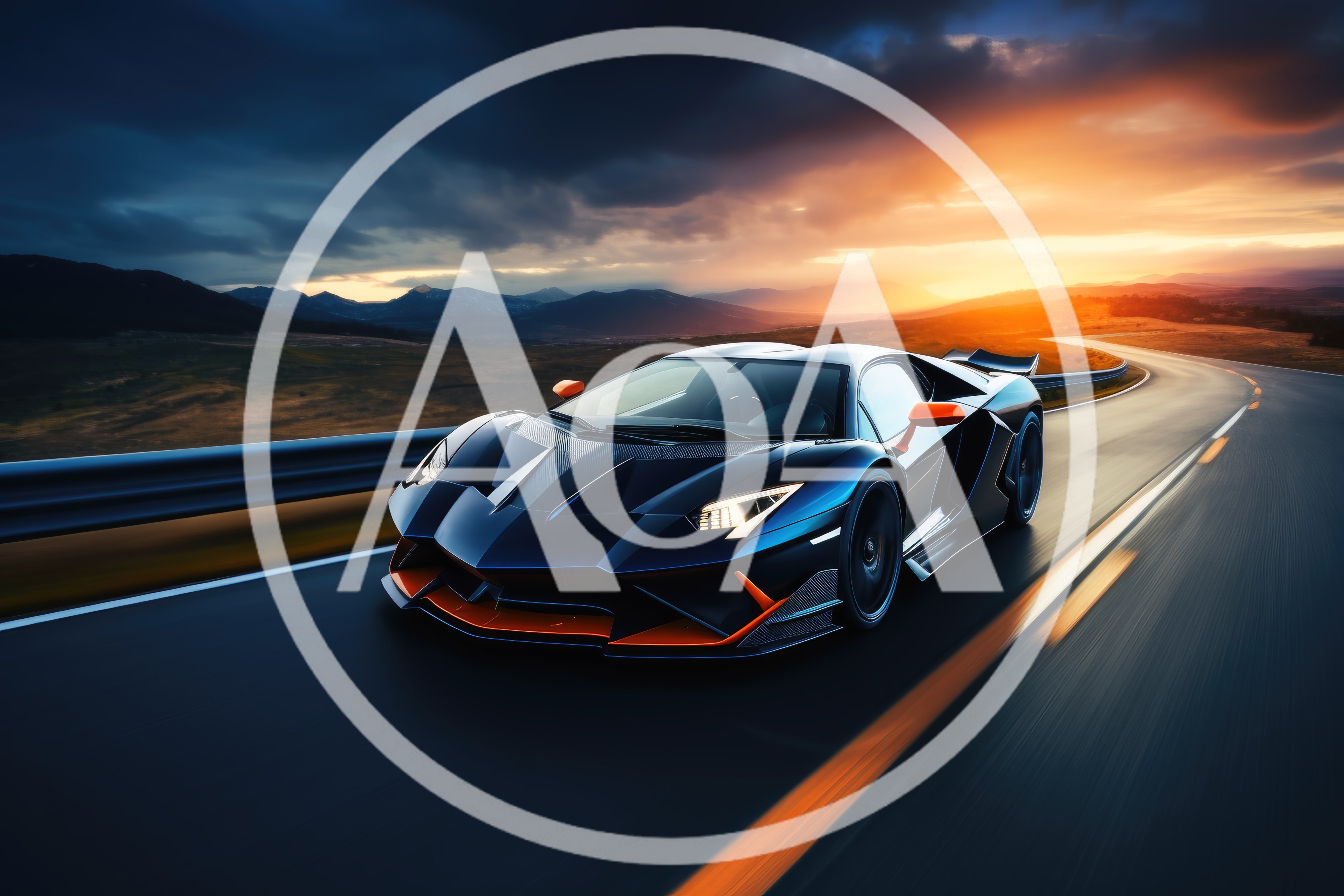 Black Lamborghini Supercar Driving on Mountain Road