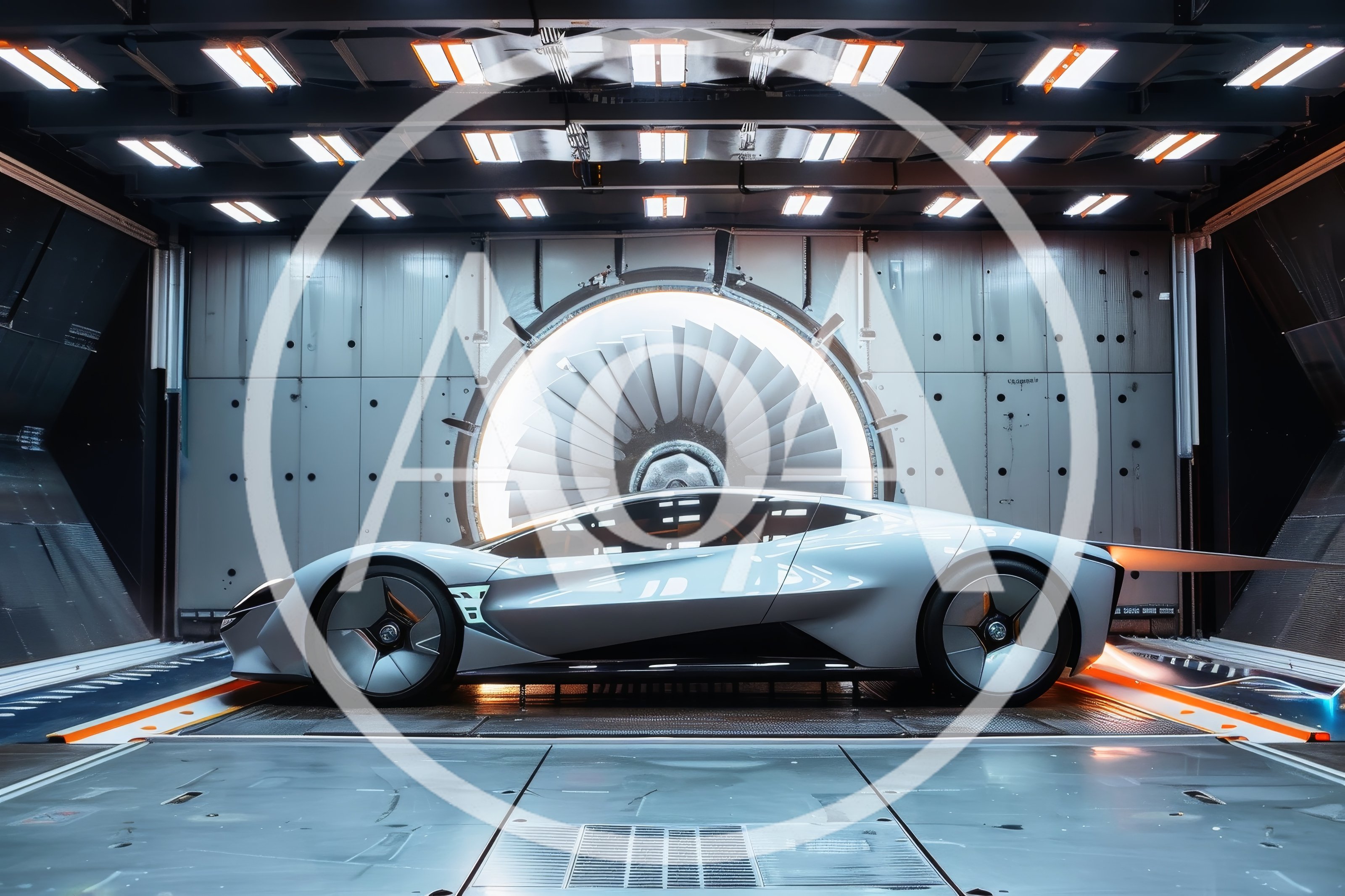 Futuristic Concept Car Inside A Wind Tunnel