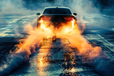Sports Car Performing A High Speed Burnout