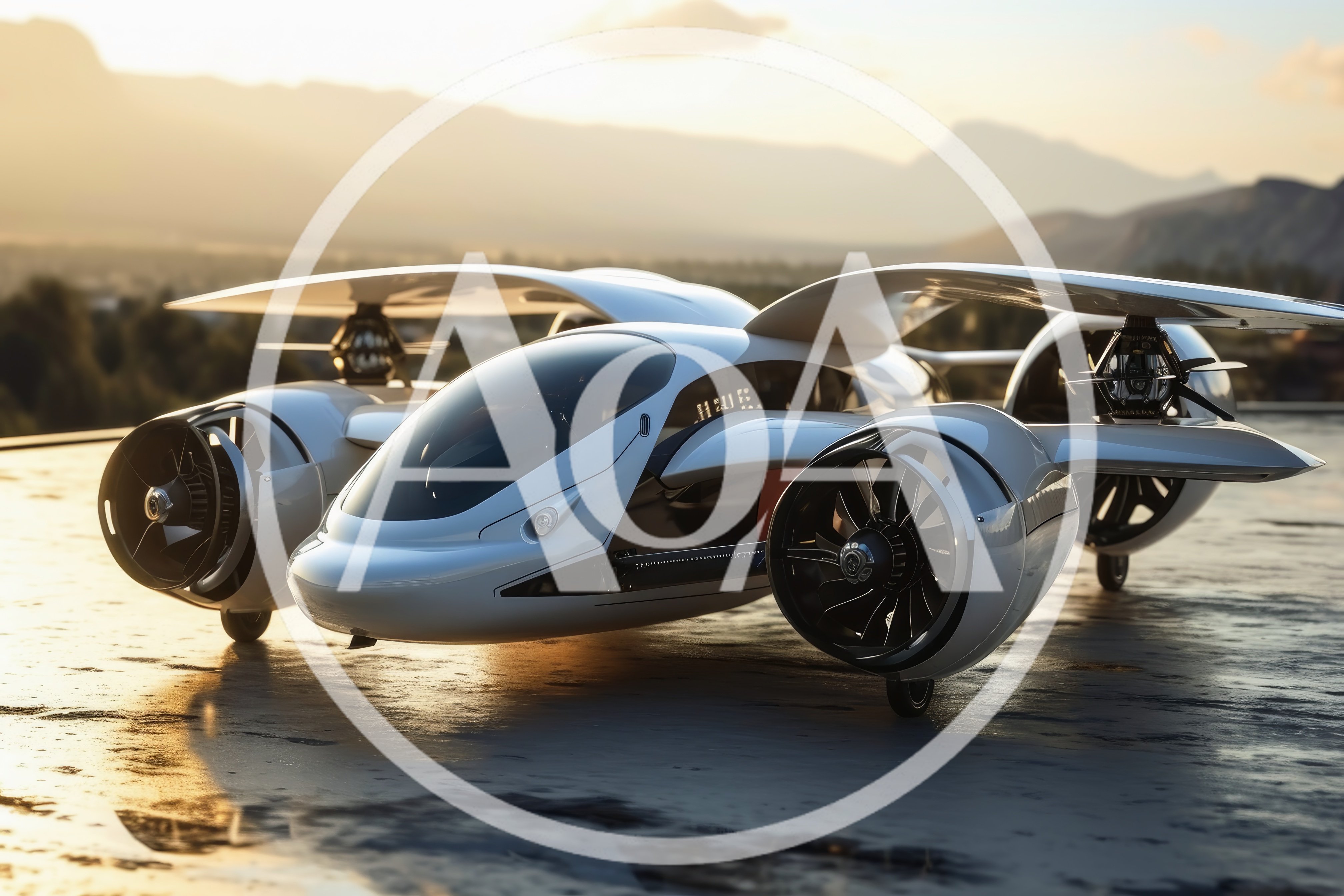 Futuristic Electric VTOL Aircraft Concept On Landing Pad