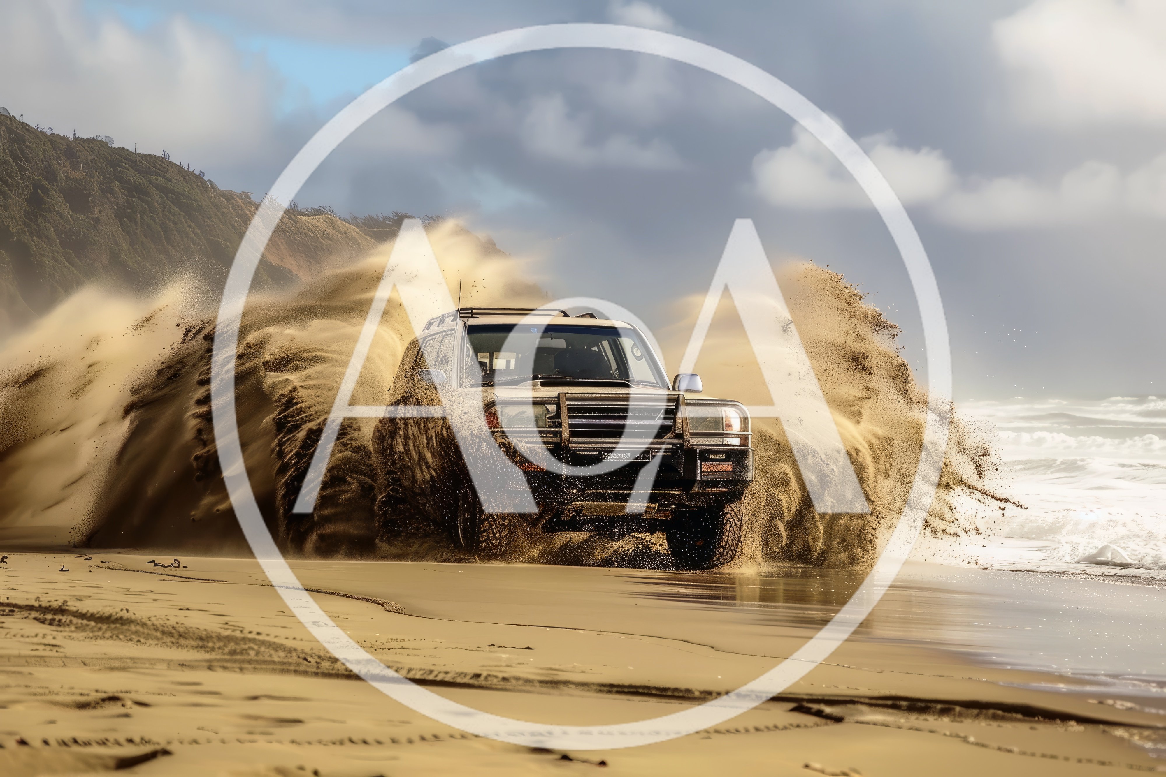 Off-Road SUV Driving Through Sand On Beach