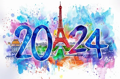 Watercolor Illustration of Paris 2024 Olympic Games