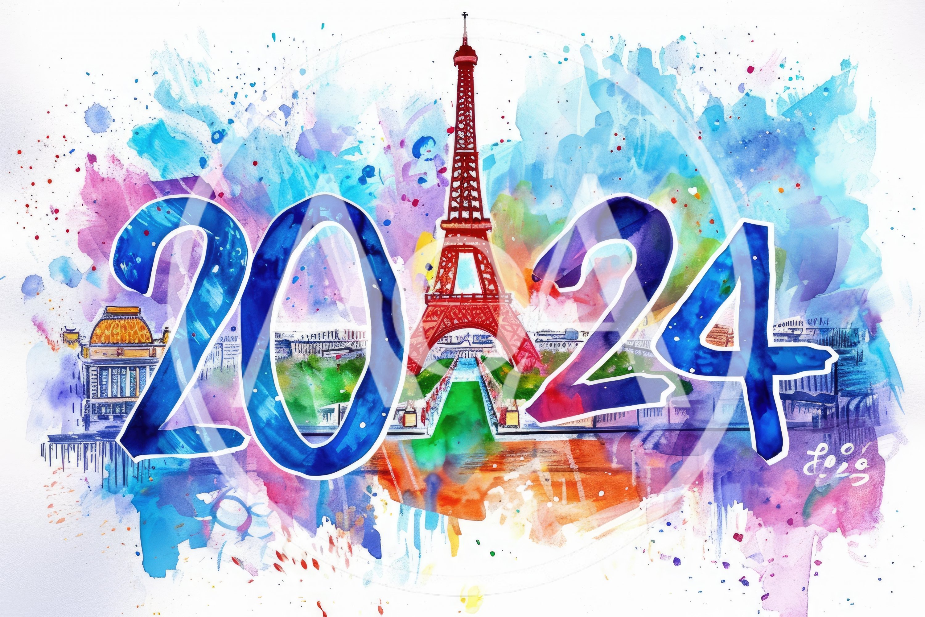Watercolor Illustration of Paris 2024 Olympic Games