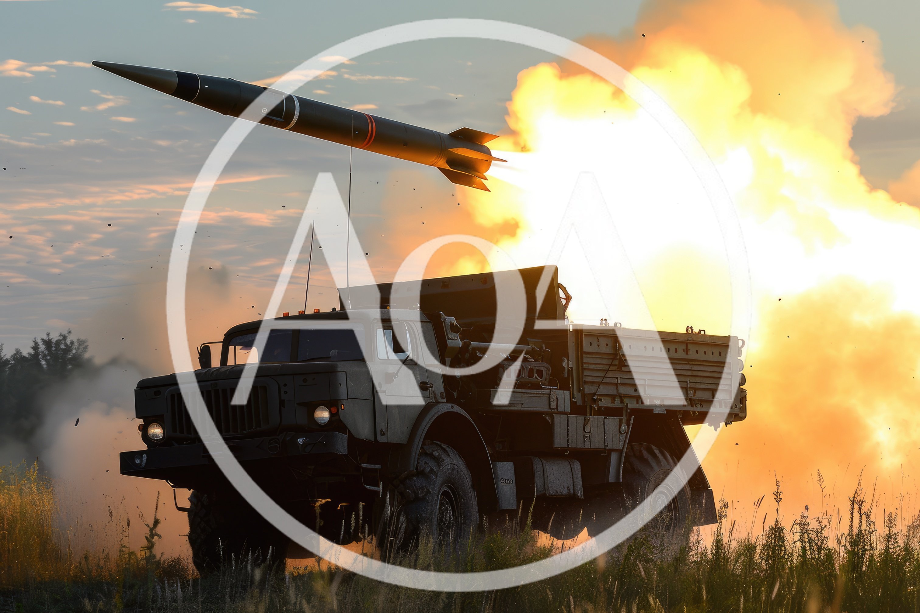Military Truck Launching A Tactical Ballistic Missile