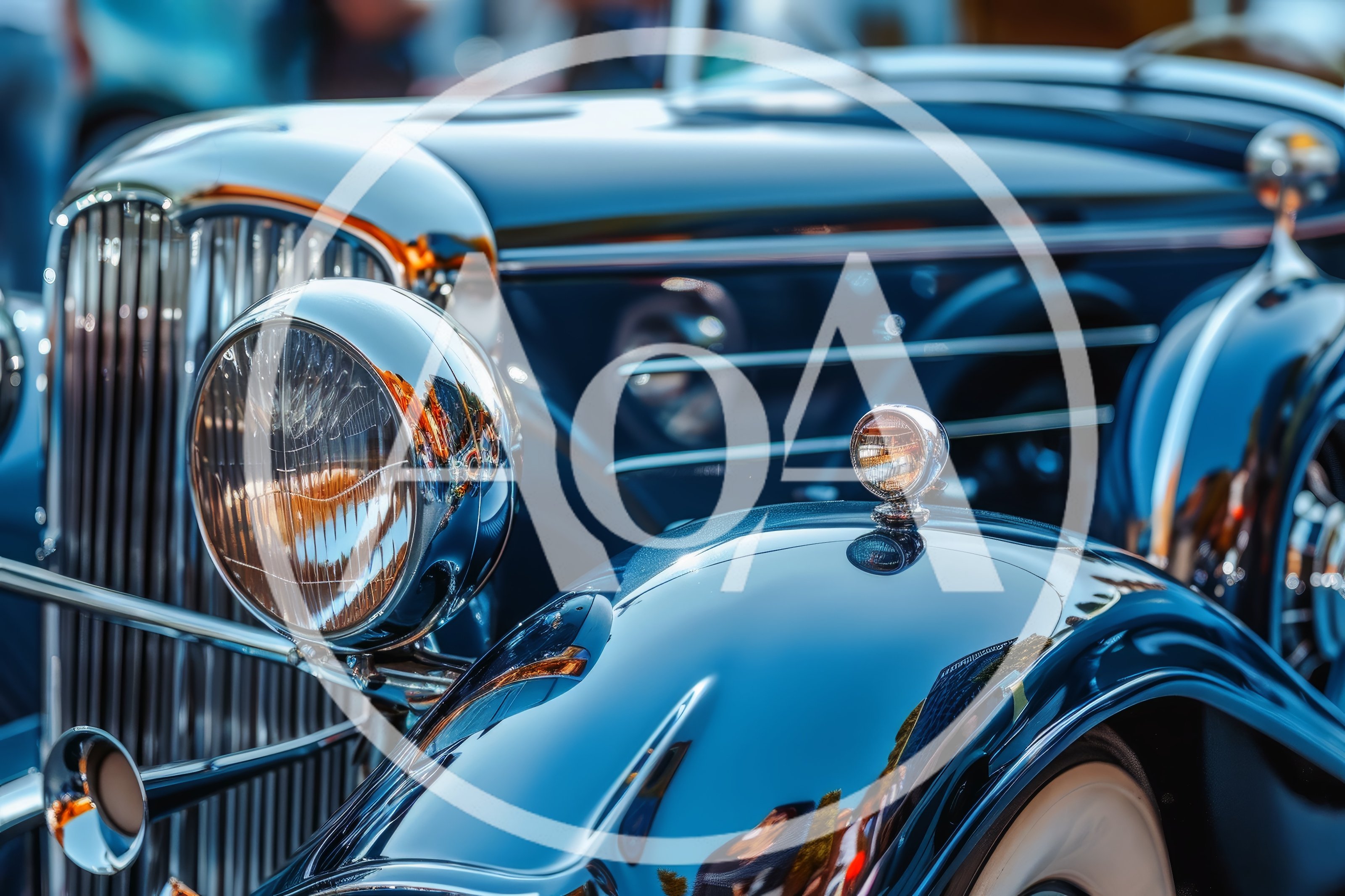 Close Up Of A Vintage Classic Car Headlight