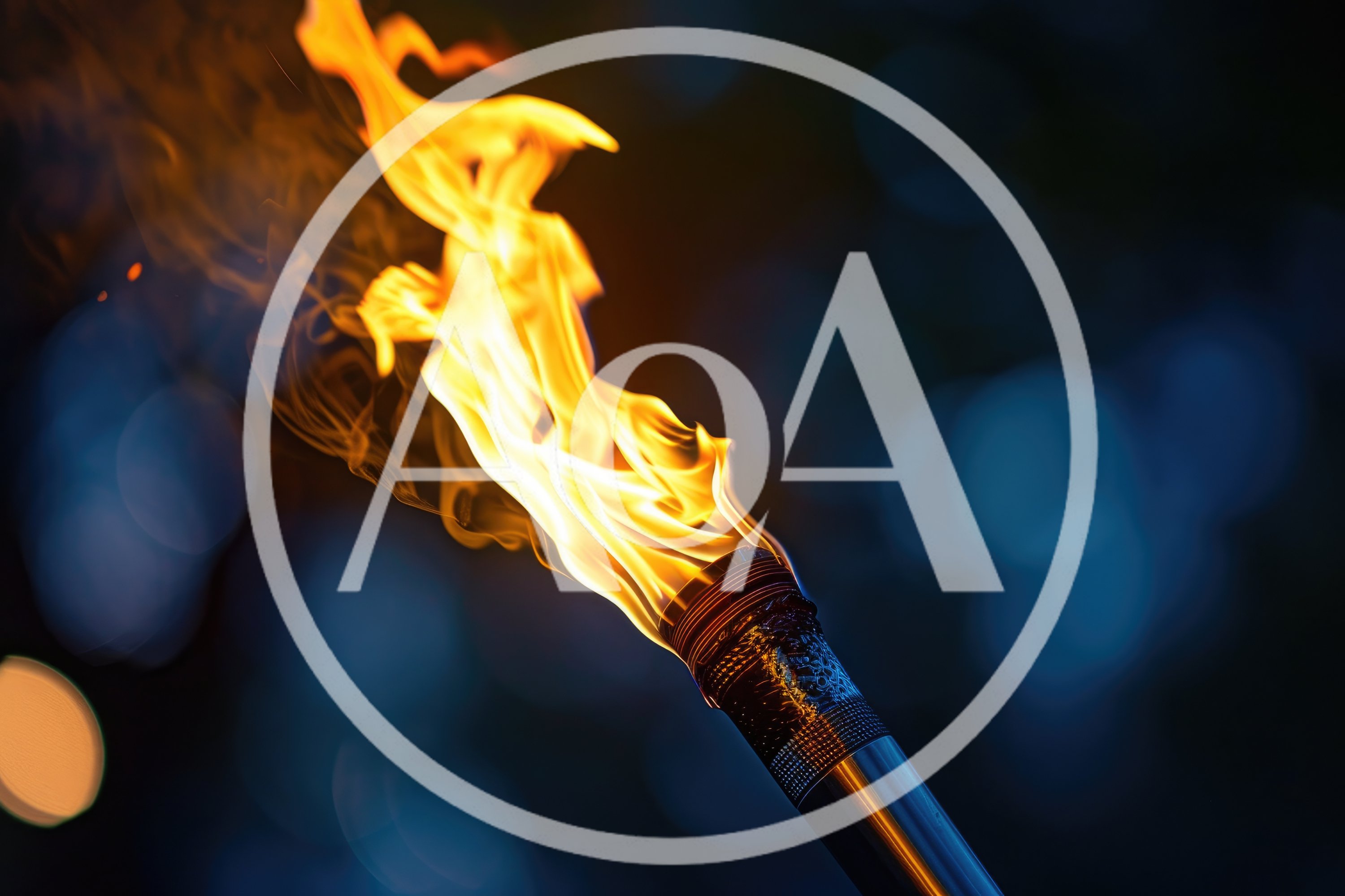 Burning Metal Torch With Bright Orange Flames