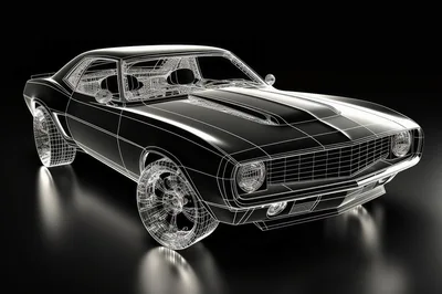 Wireframe 3D Model Of A Classic Muscle Car