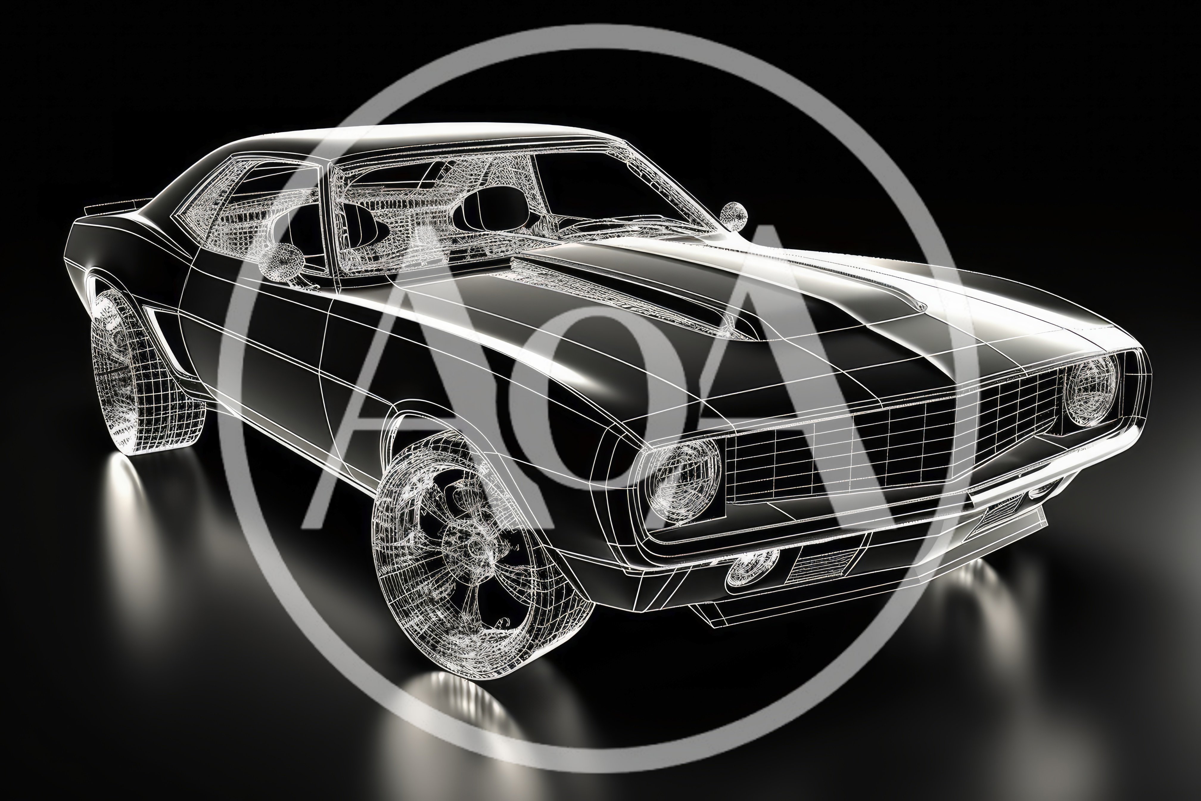 Wireframe 3D Model Of A Classic Muscle Car