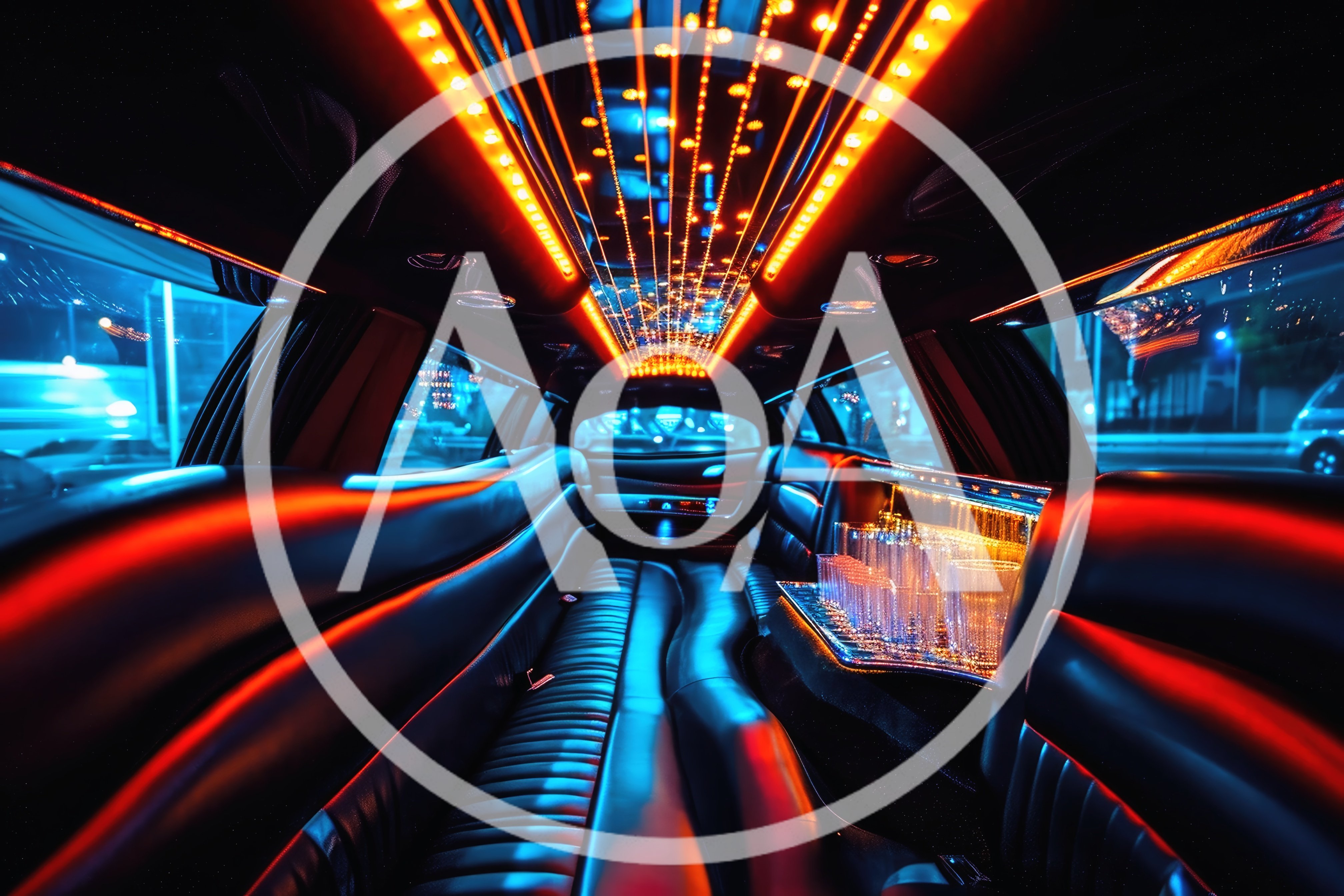 Interior View Of A Luxury Limousine At Night