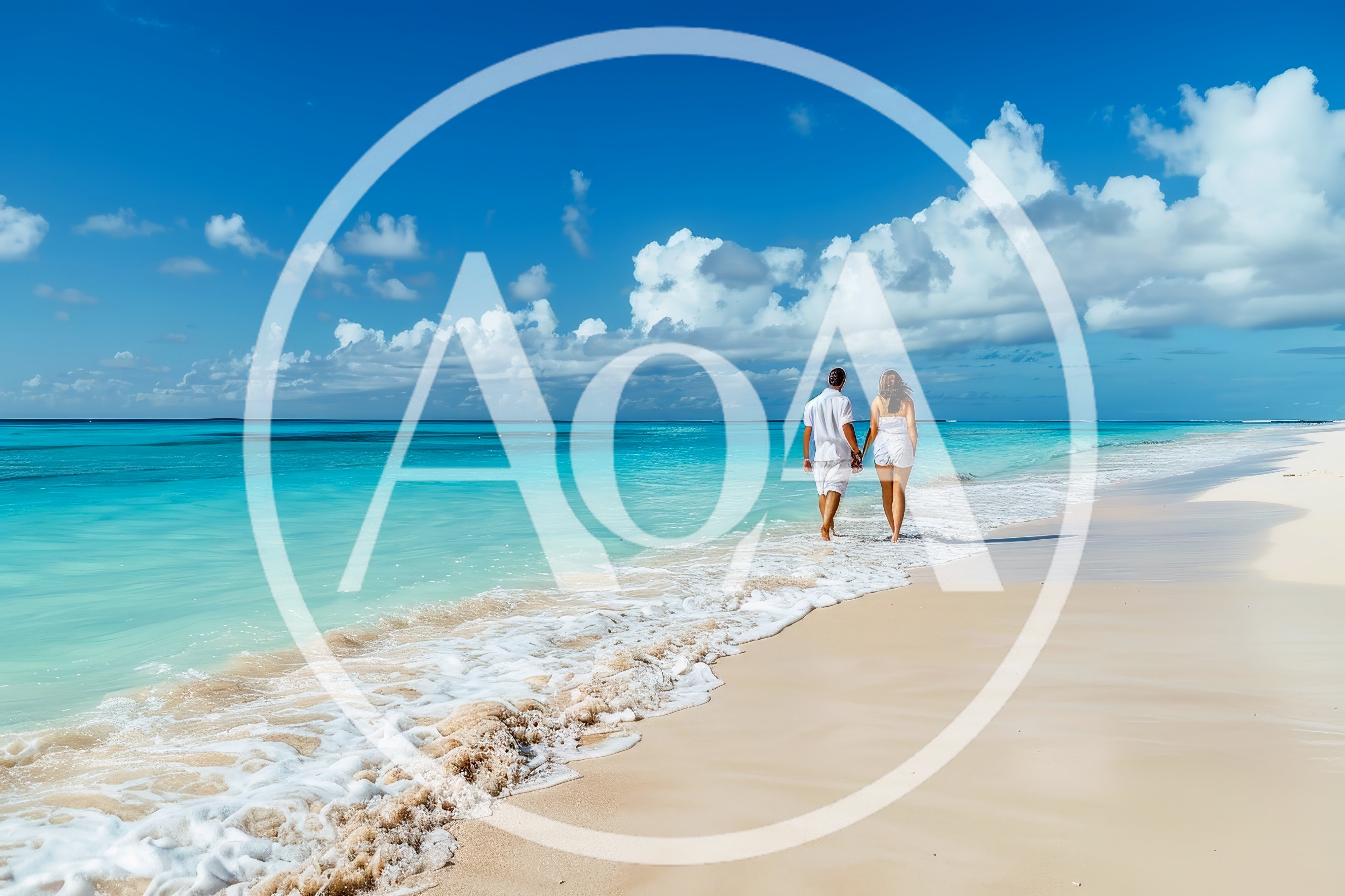 Couple Walking Hand In Hand On Tropical Beach