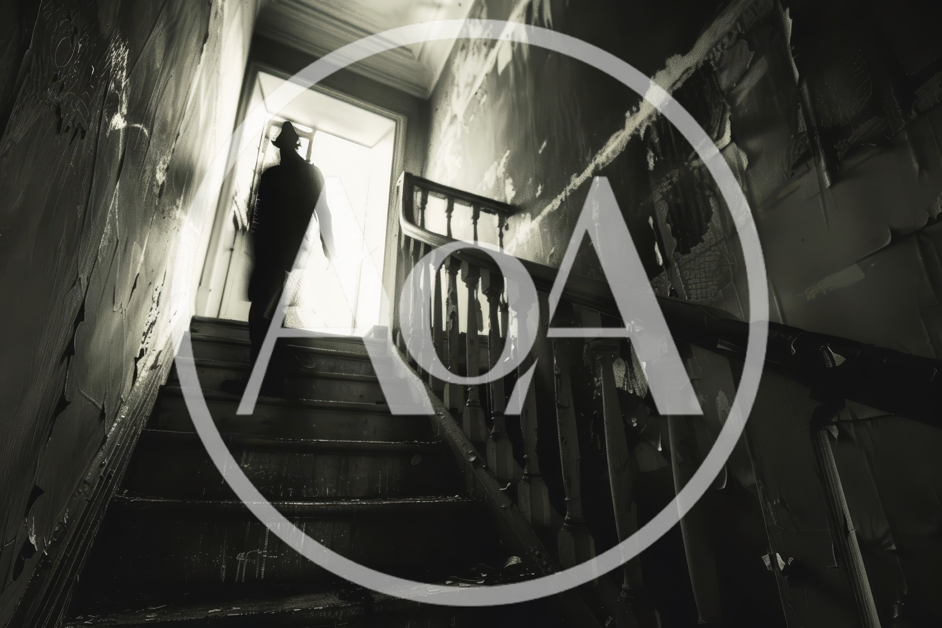 Silhouette Of A Man In A Fedora On Stairs