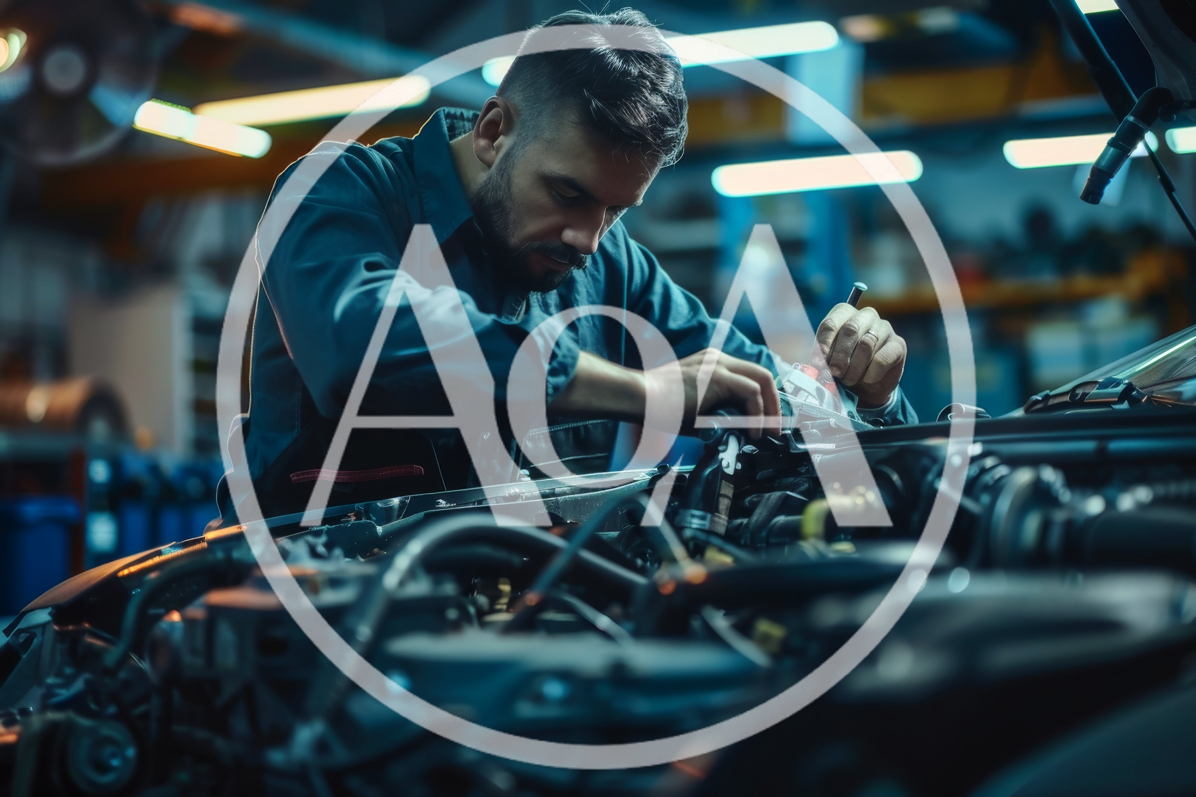 Professional Mechanic Repairing Car Engine In Auto Workshop