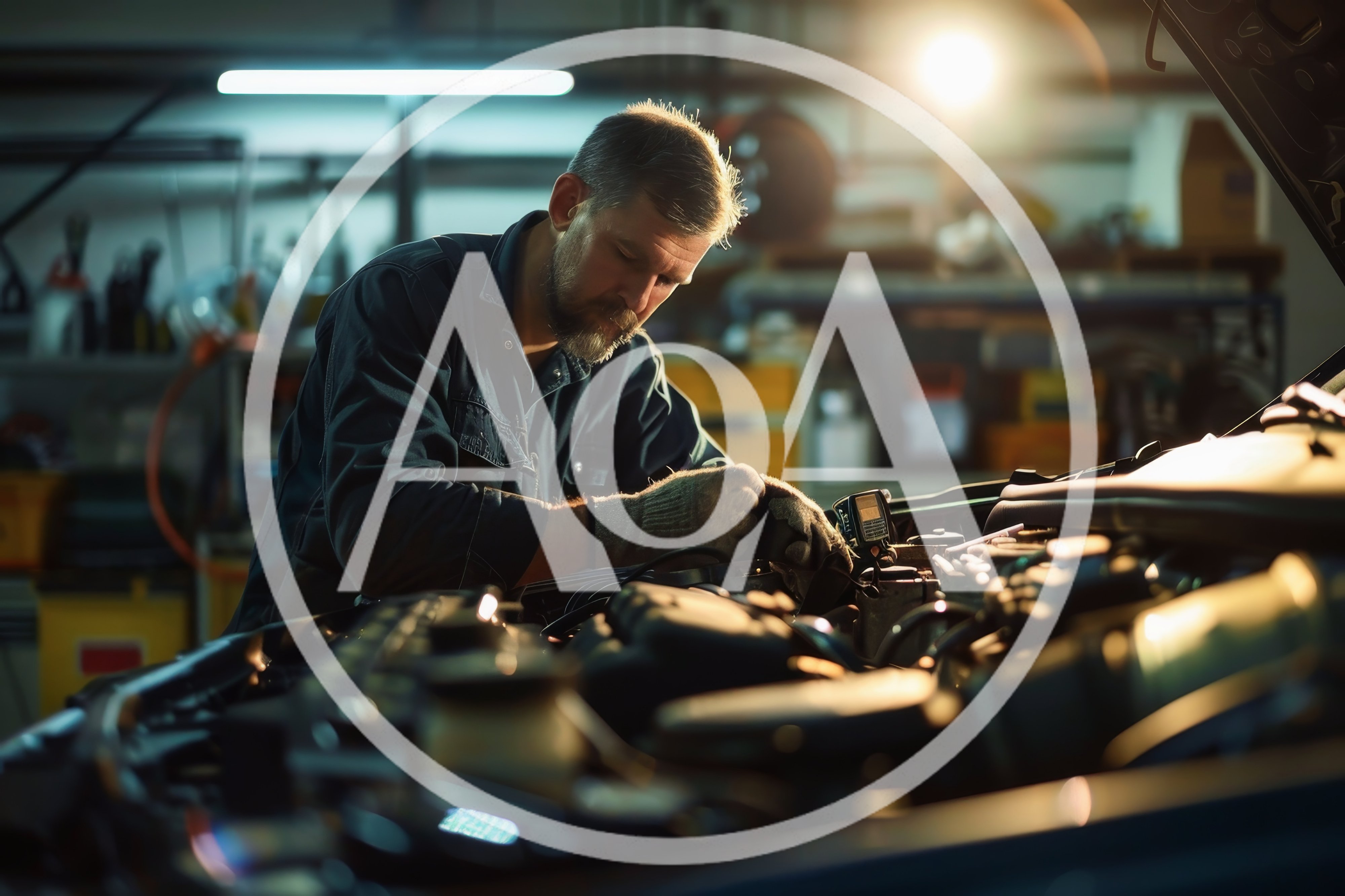Professional Mechanic Repairing Car Engine In Auto Workshop