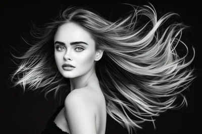 Portrait Of A Beautiful Woman With Flowing Hair