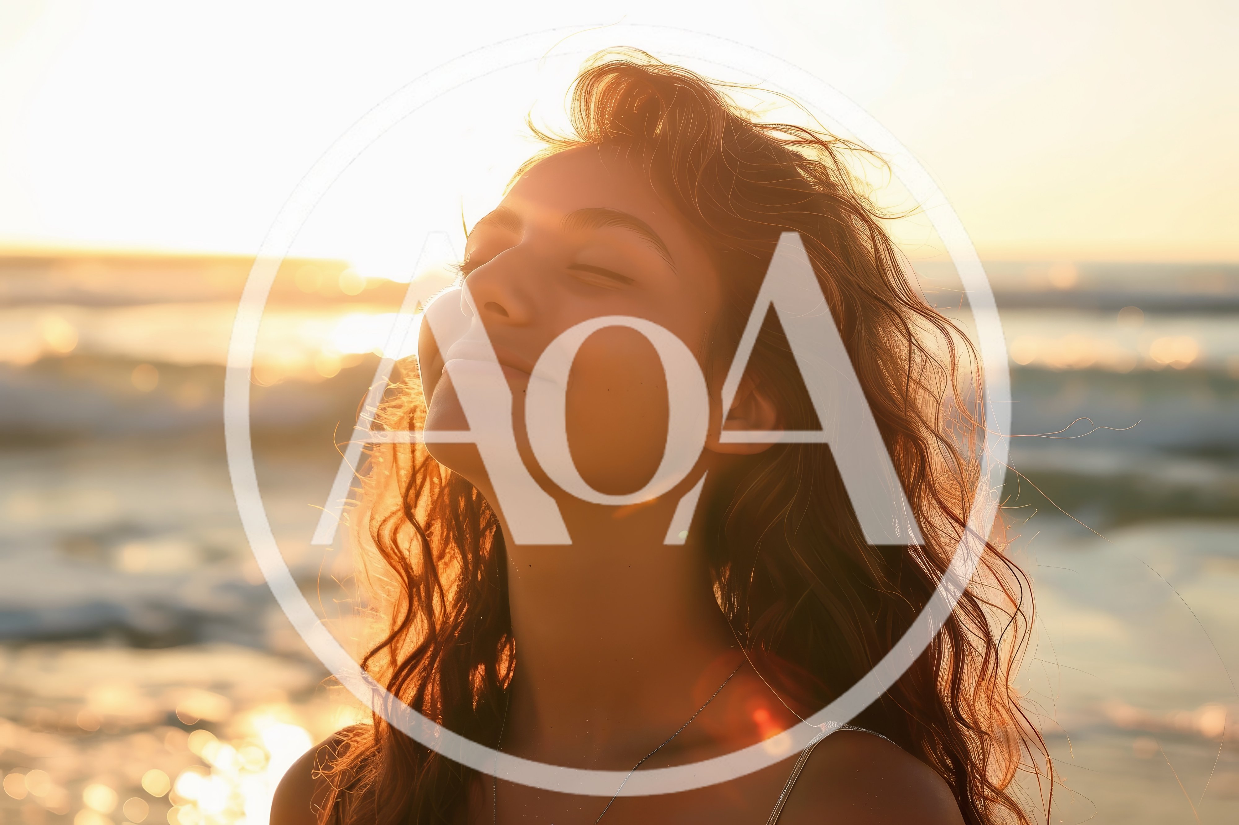 Young Woman Enjoying Sunset At The Beach