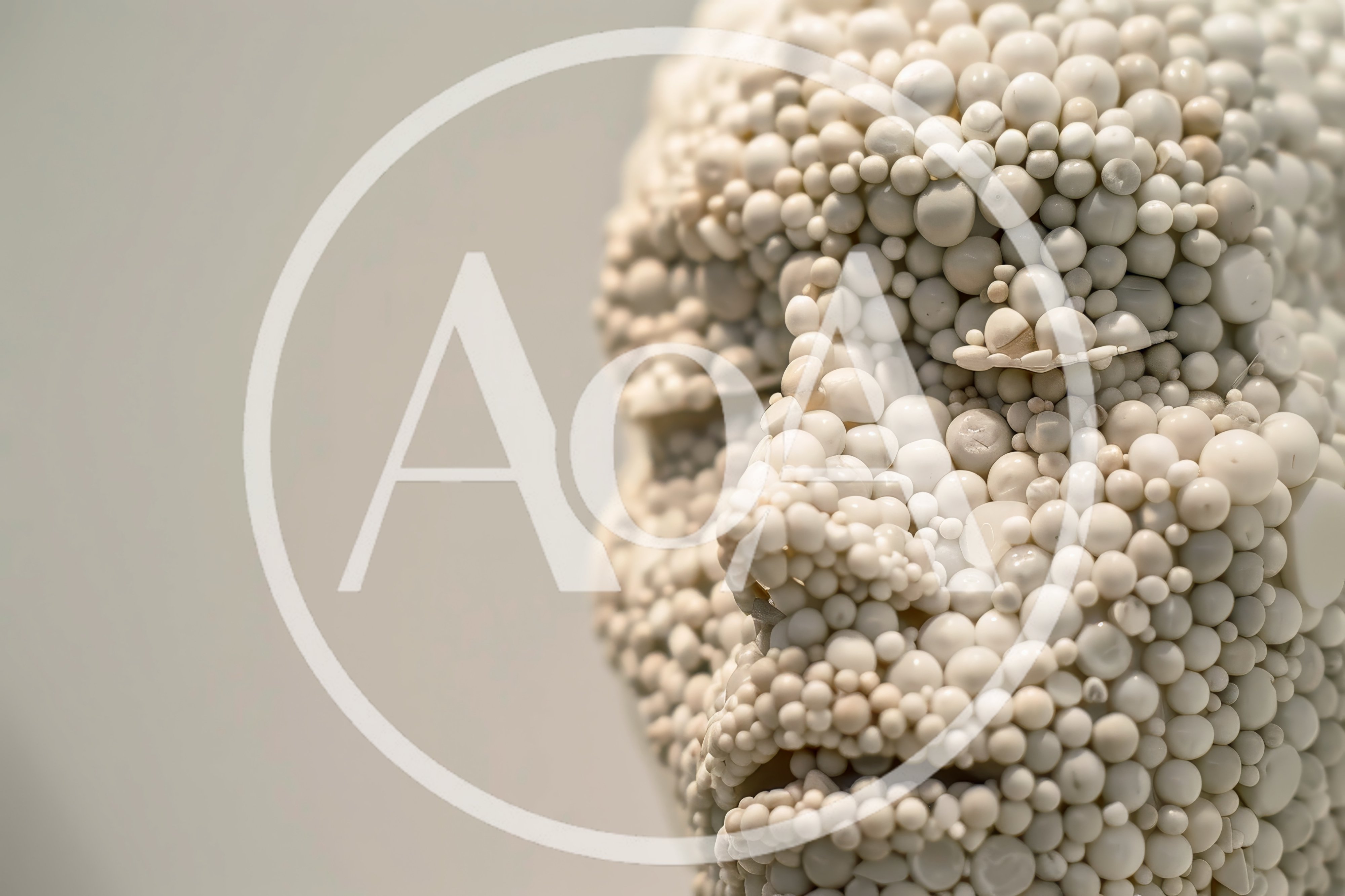 Close Up Of A Sculpture Made Of White Beads