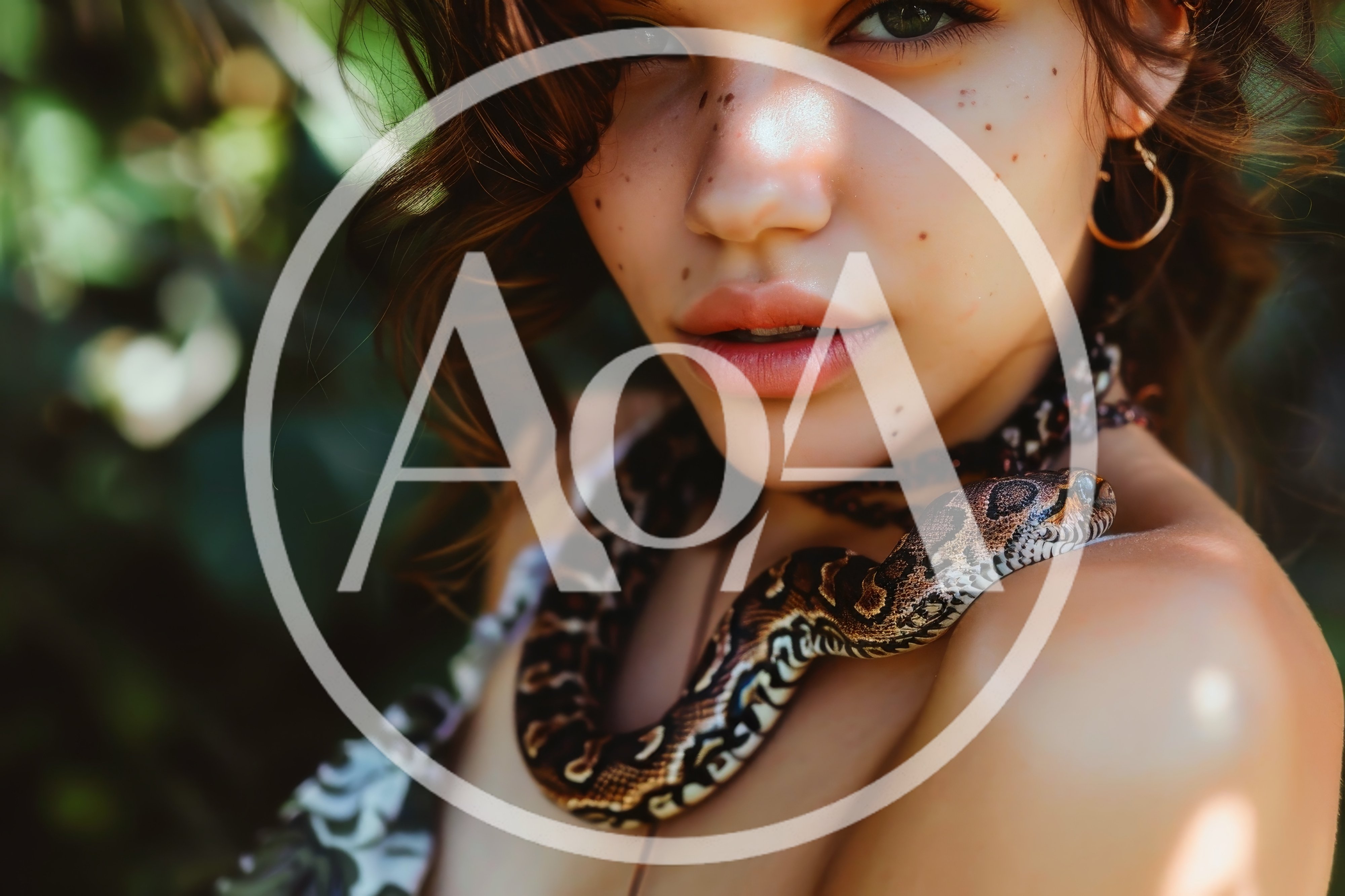 Young Woman With A Pet Snake Around Her Neck