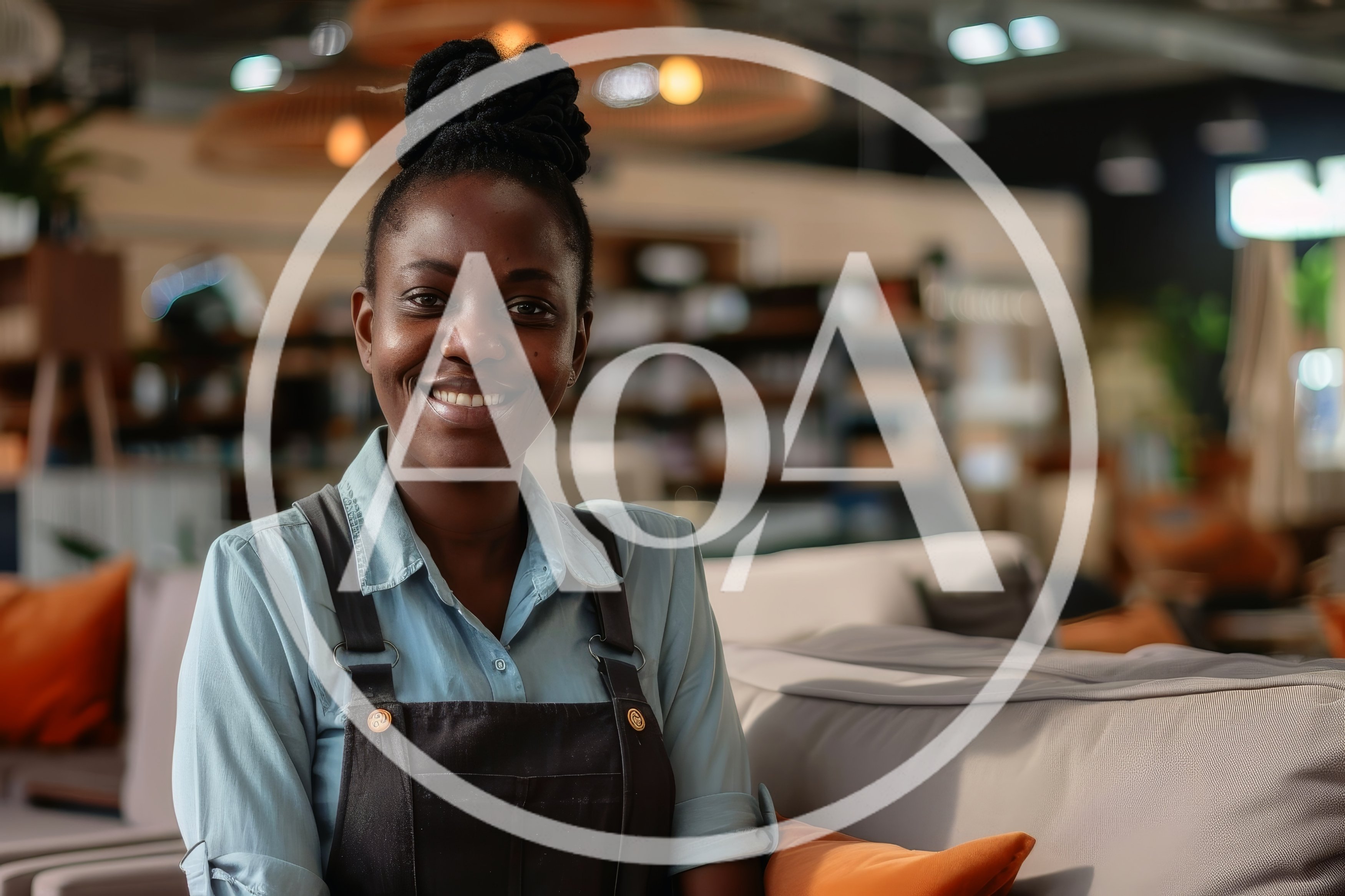 Smiling African American Woman Working In Furniture Store