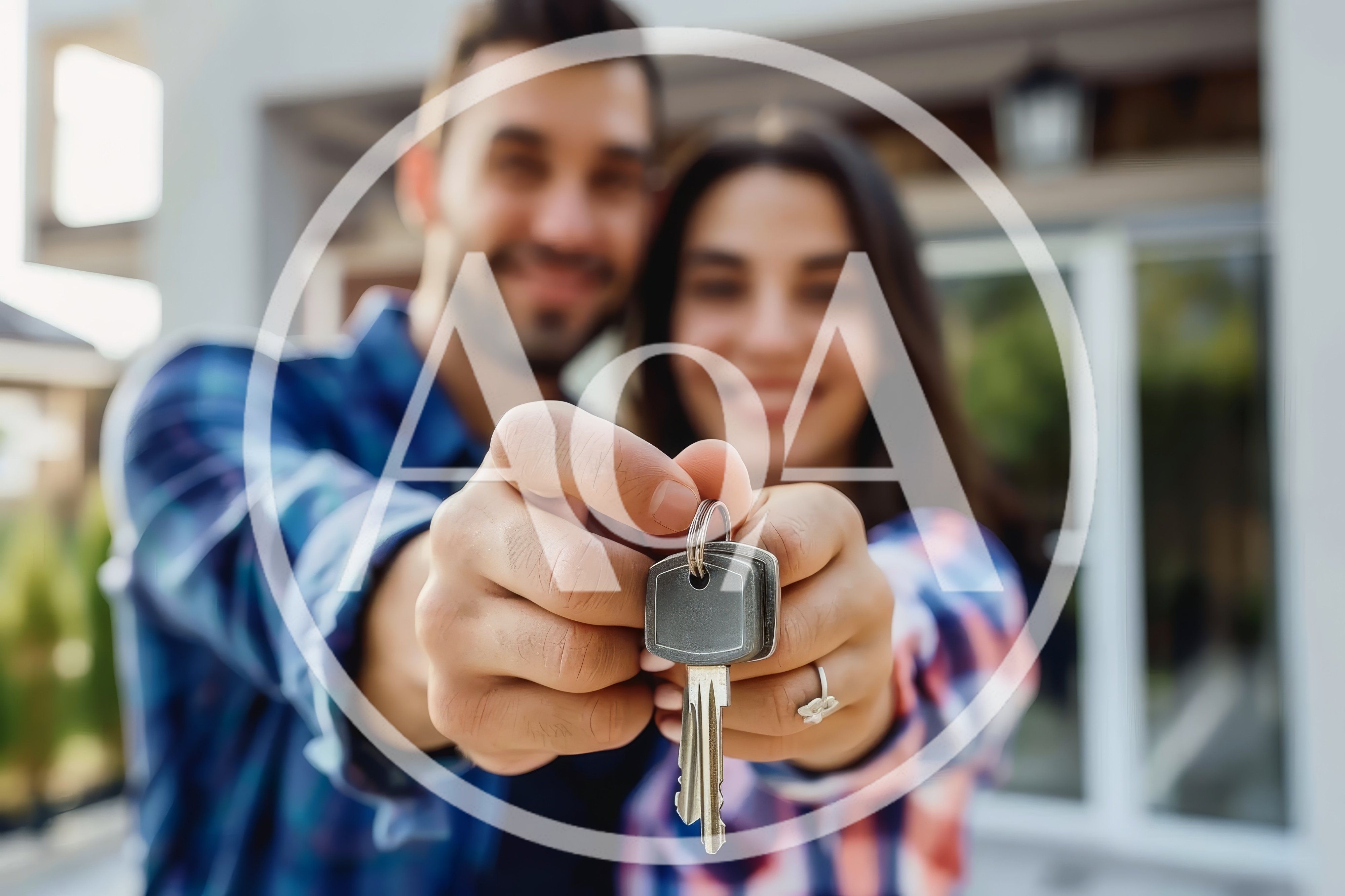 Happy Couple Holding Keys To New Home