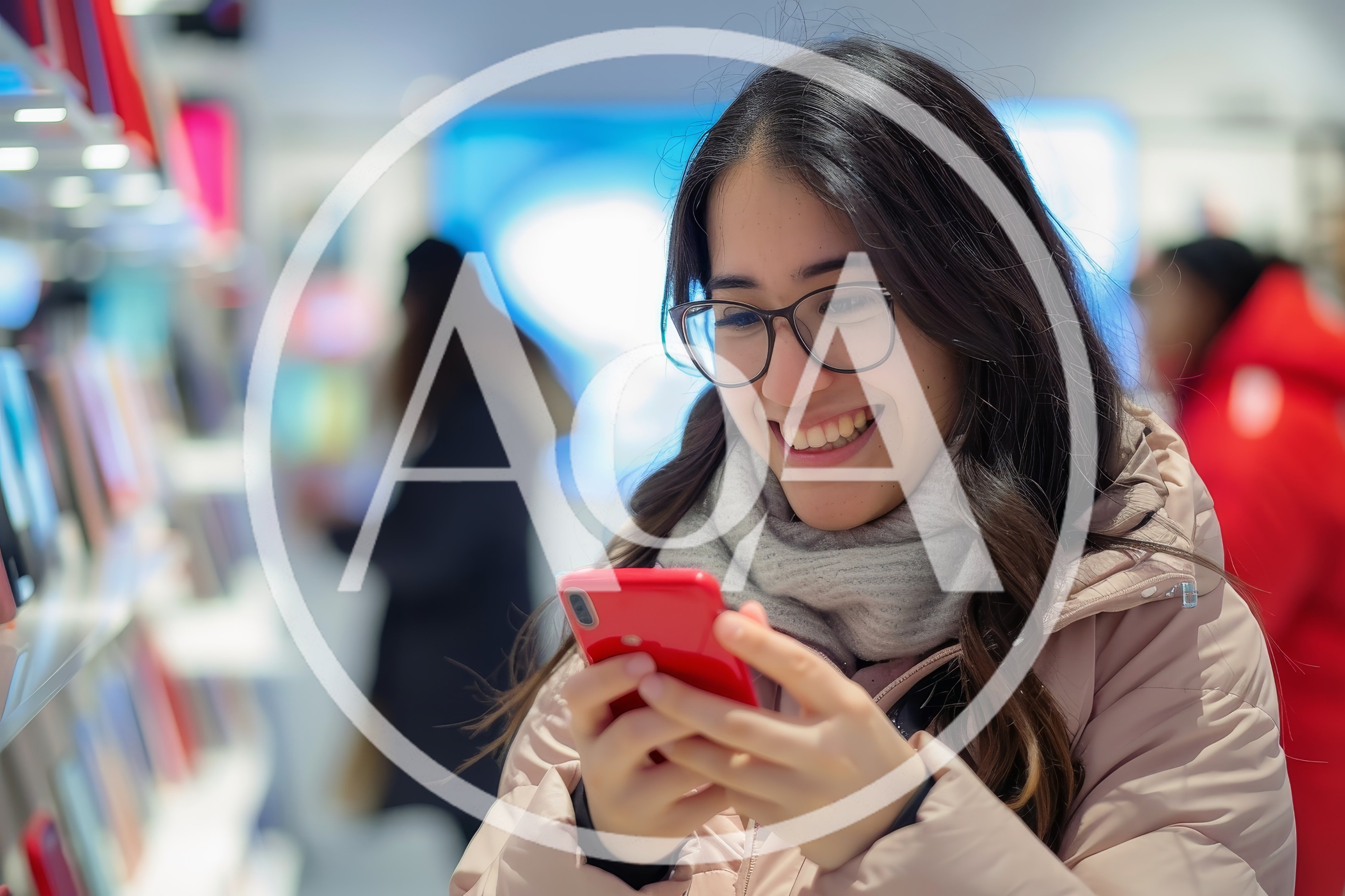 Young Woman Using Smartphone in a Retail Store
