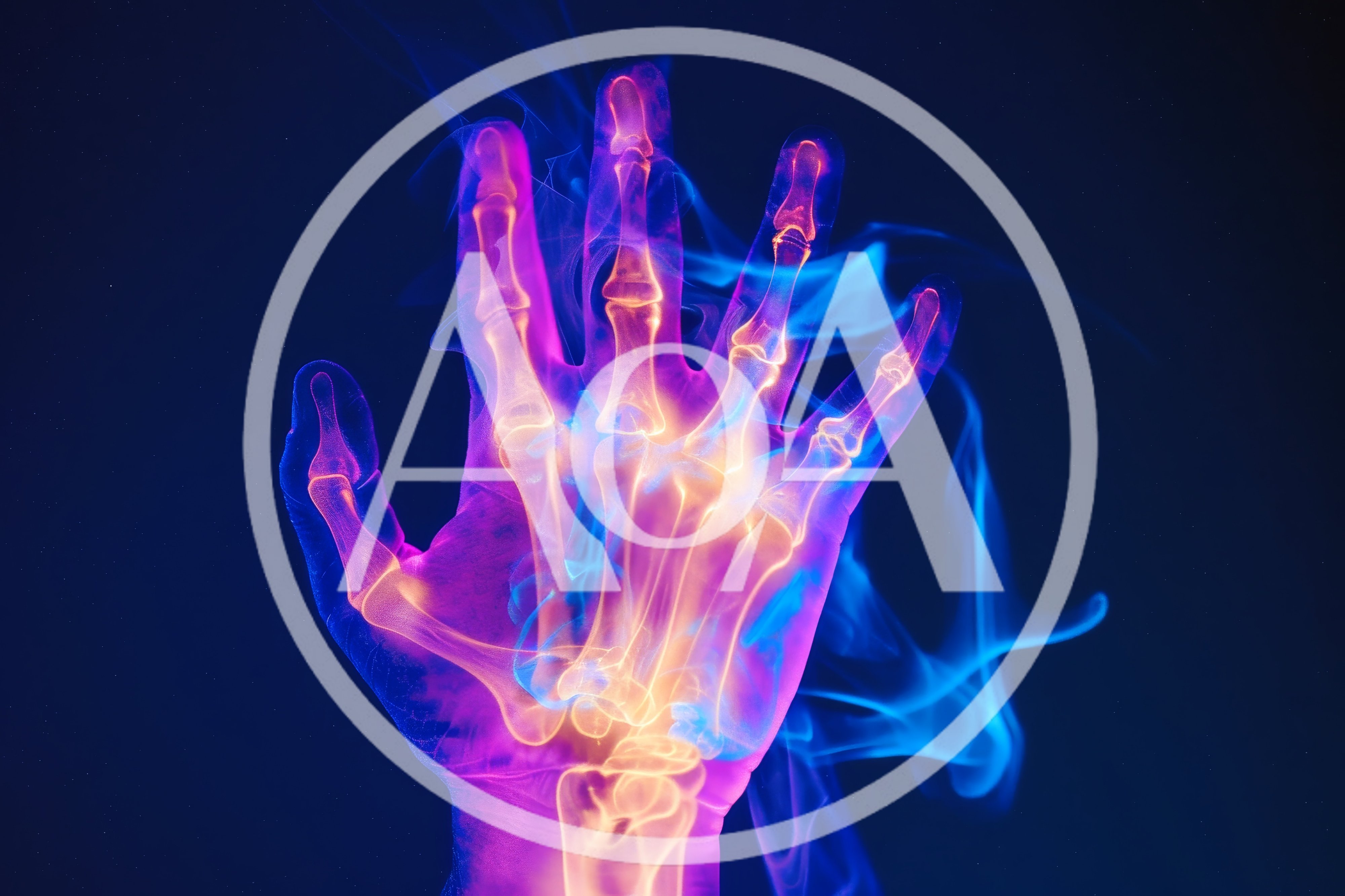 X-Ray Style Human Hand With Glowing Smoke Effects