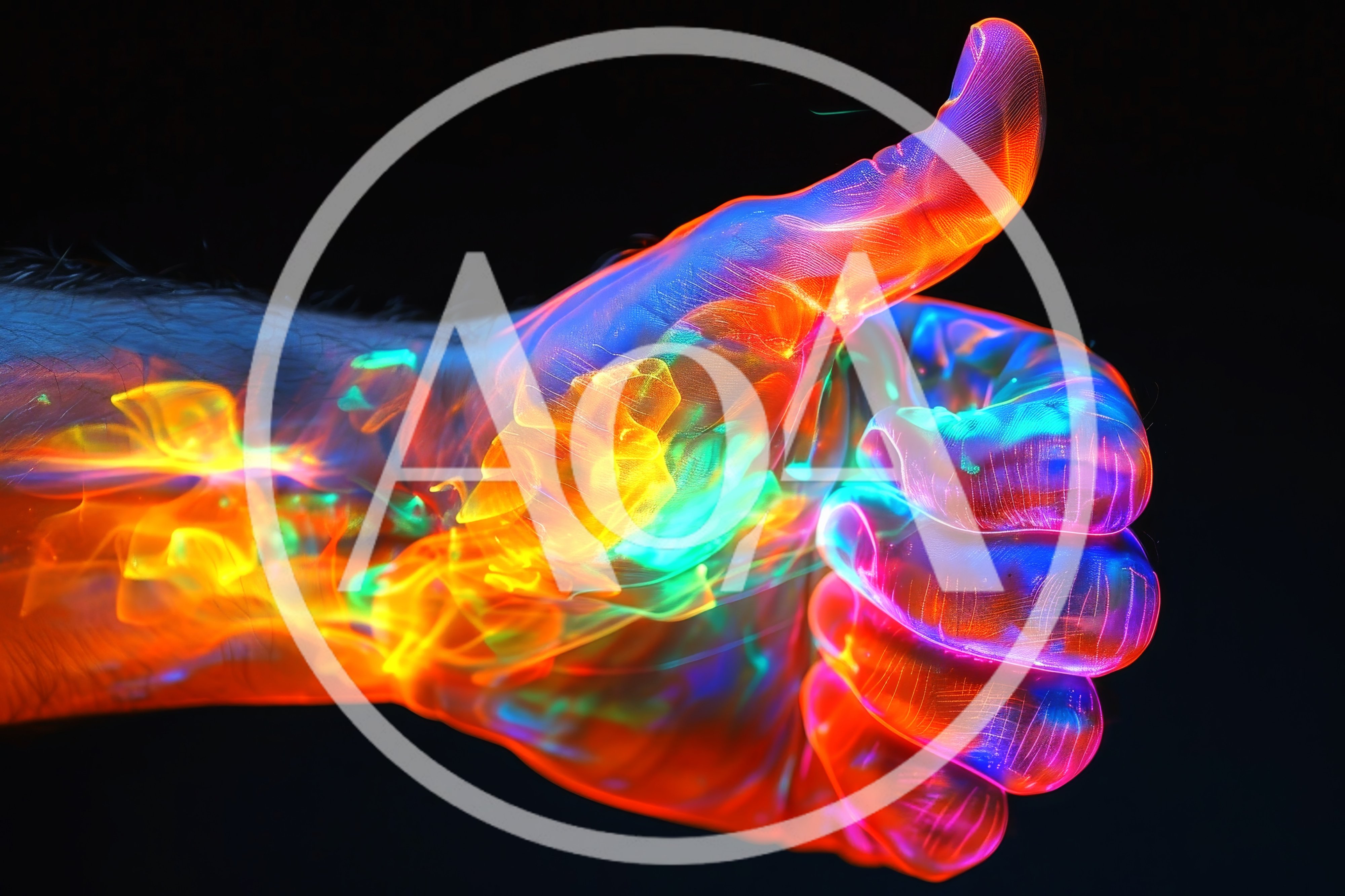 Glowing Neon Hand Making A Thumbs Up Gesture