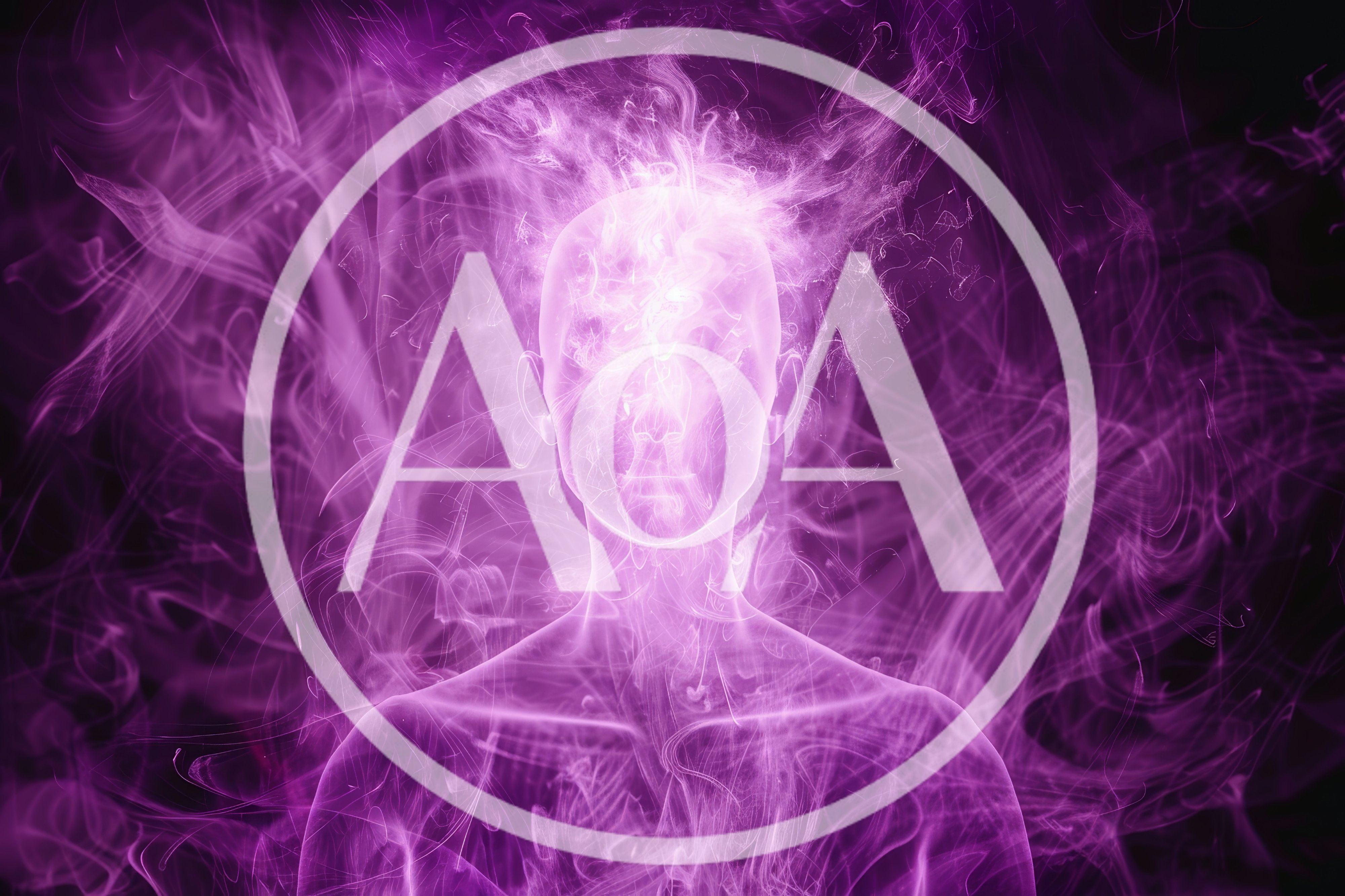 Ethereal Human Silhouette Surrounded By Swirling Purple Smoke