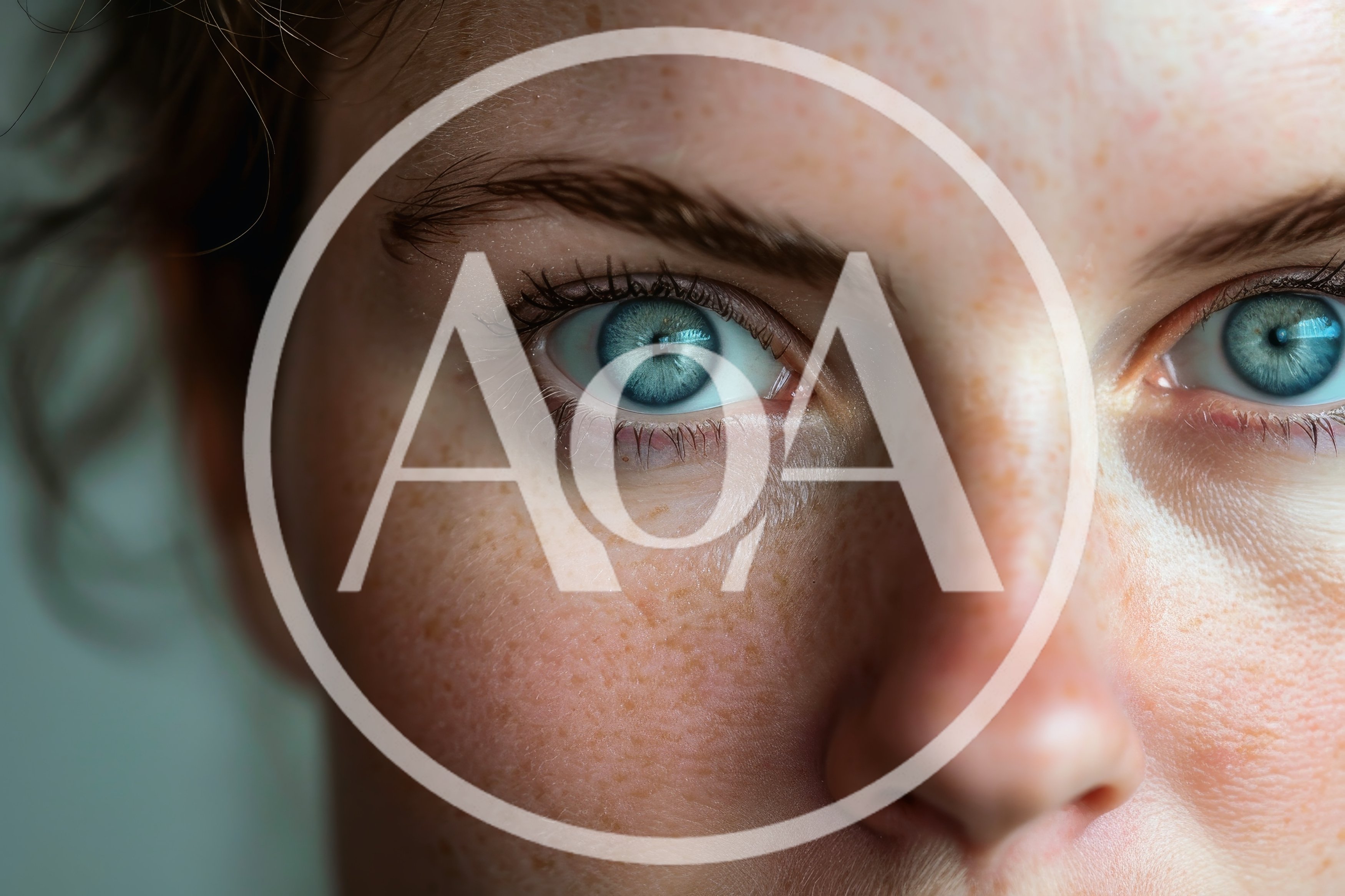 Close Up Portrait Of A Woman With Blue Eyes
