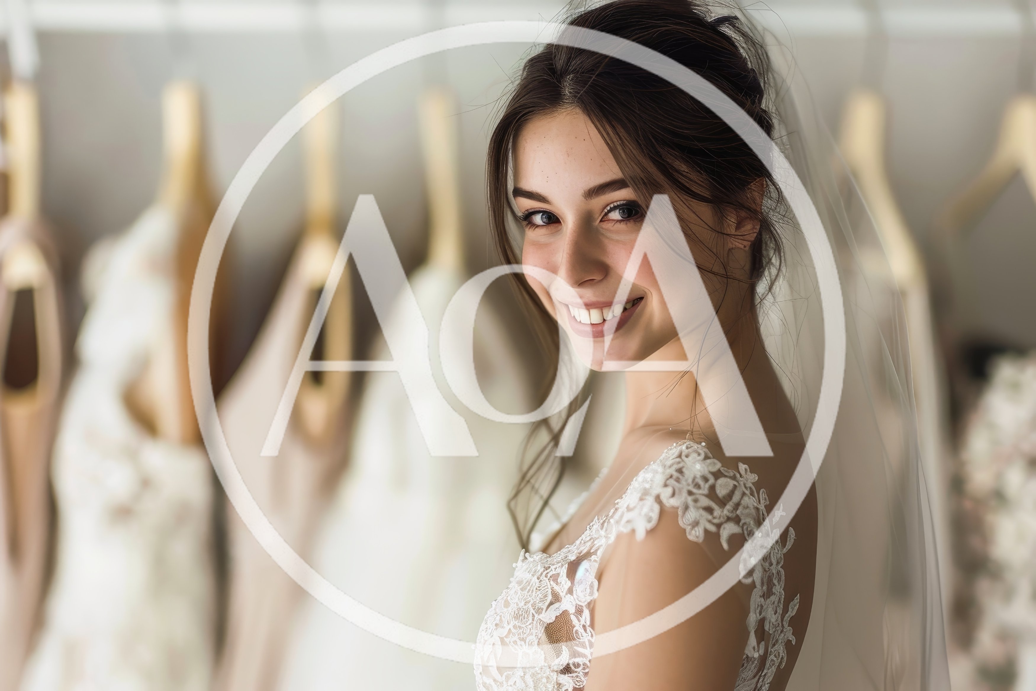 Beautiful Bride Smiling In A Bridal Boutique