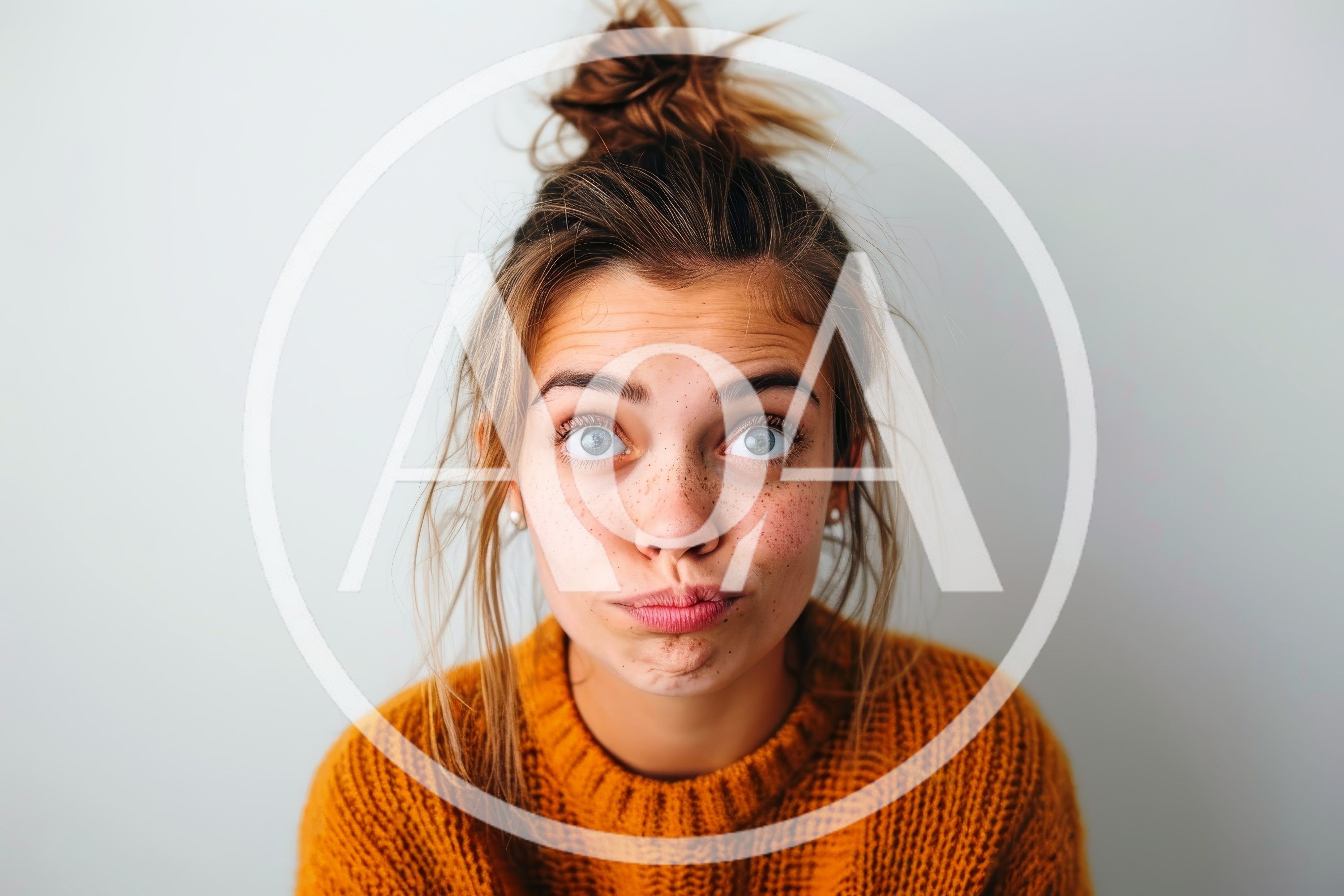 Young Woman With Messy Bun Making A Funny Face