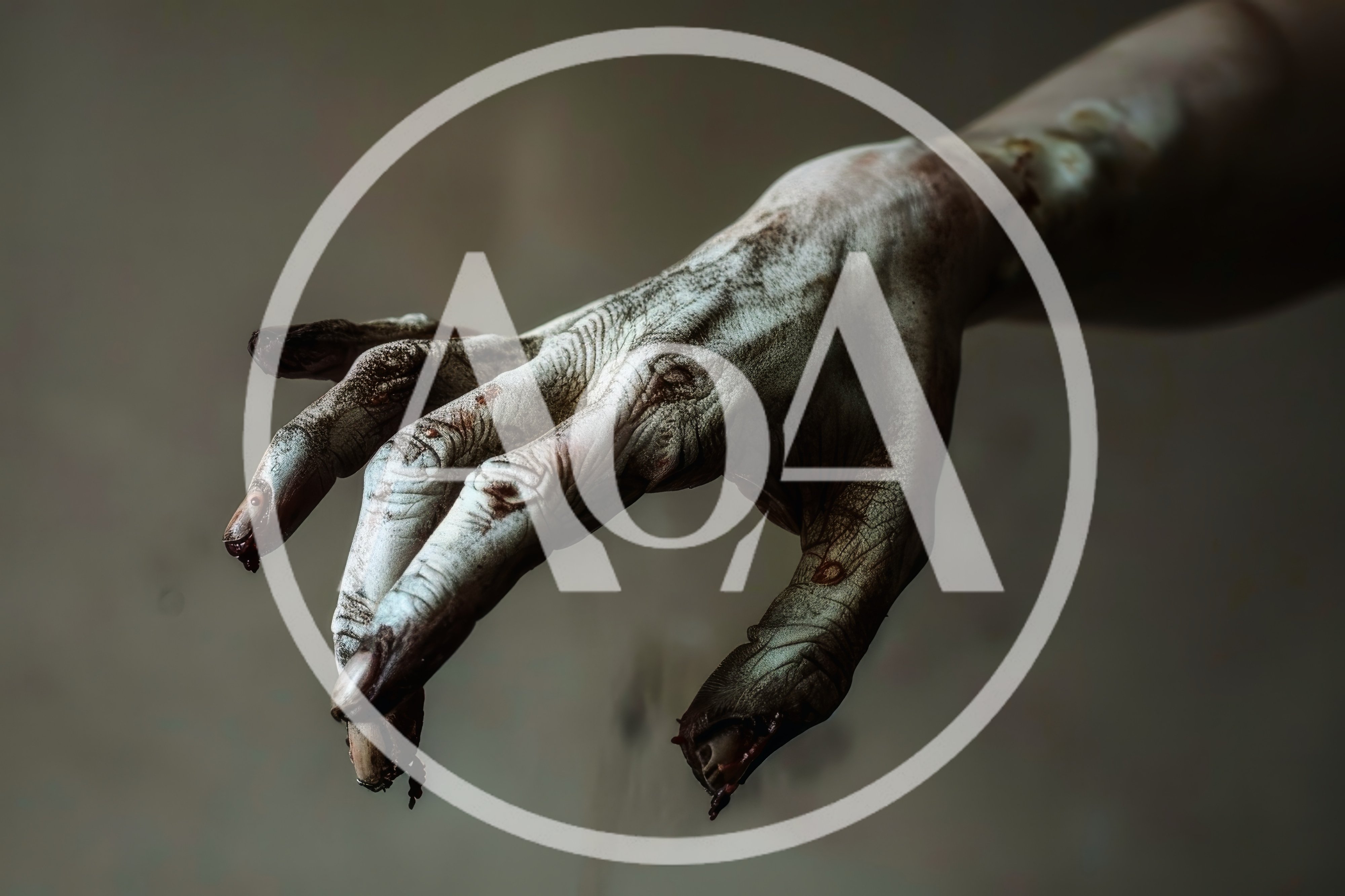 Decaying Zombie Hand Reaching Out In Dark Atmosphere